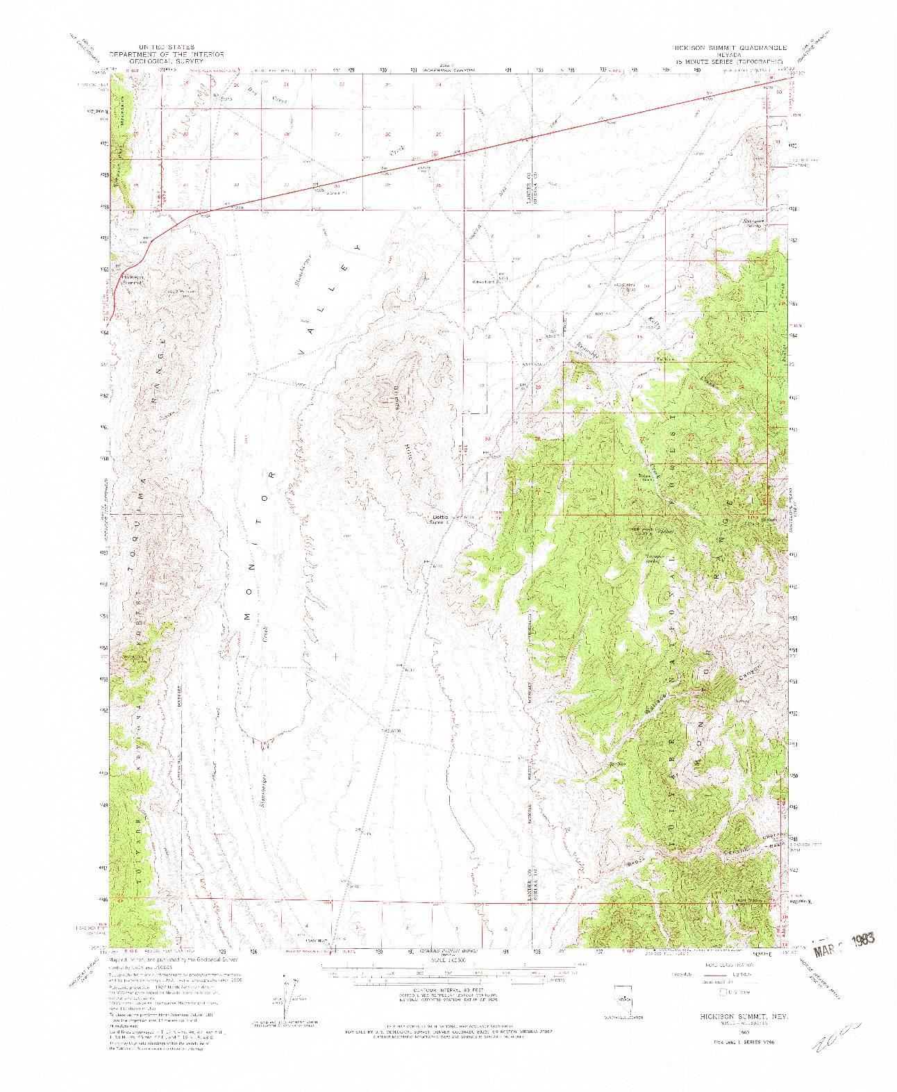 USGS 1:62500-SCALE QUADRANGLE FOR HICKISON SUMMIT, NV 1960