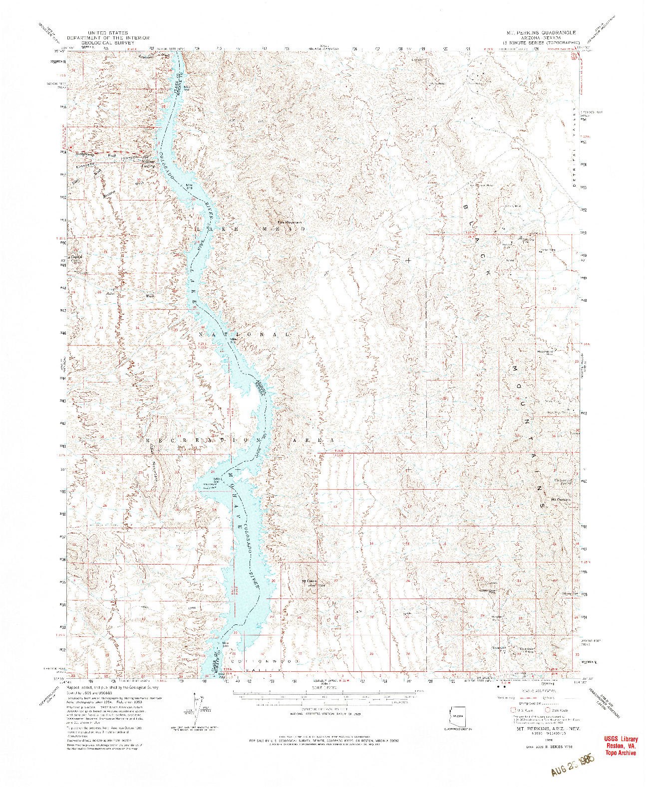 USGS 1:62500-SCALE QUADRANGLE FOR MT. PERKINS, NV 1959