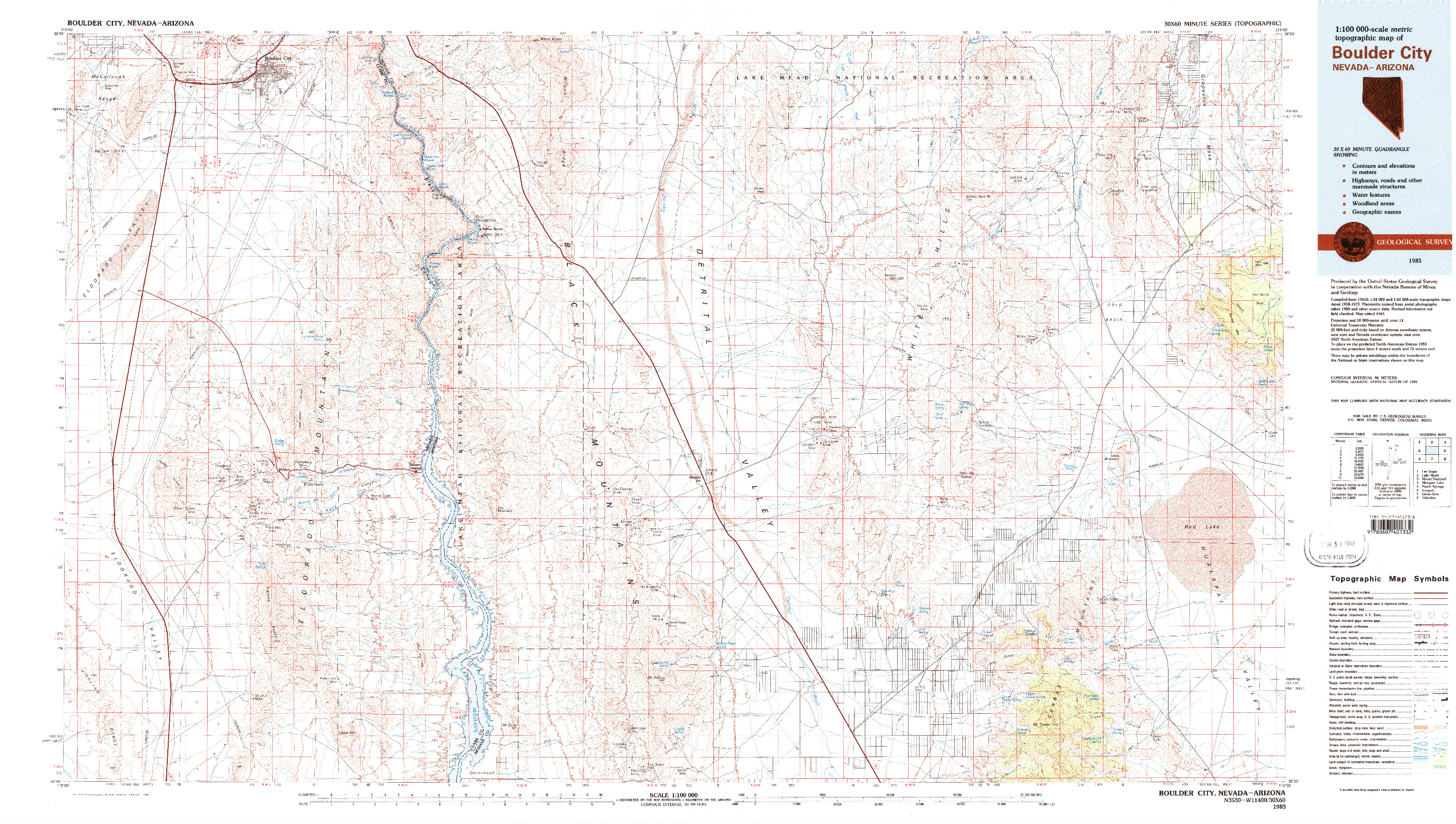 USGS 1:100000-SCALE QUADRANGLE FOR BOULDER CITY, NV 1983