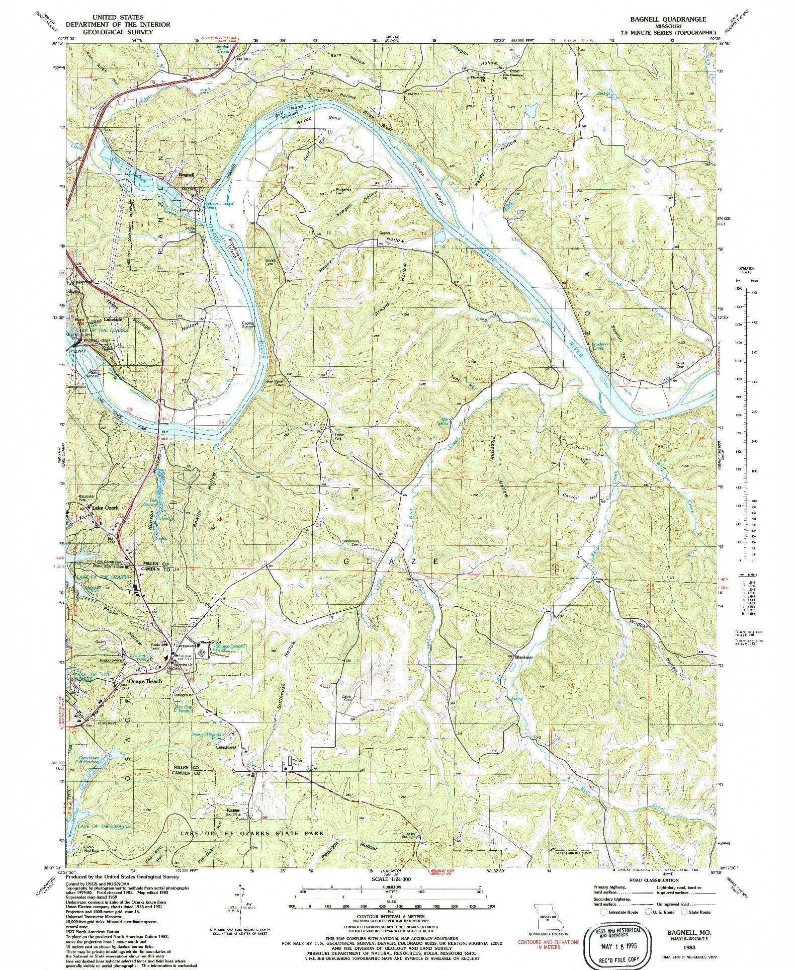 USGS 1:24000-SCALE QUADRANGLE FOR BAGNELL, MO 1983