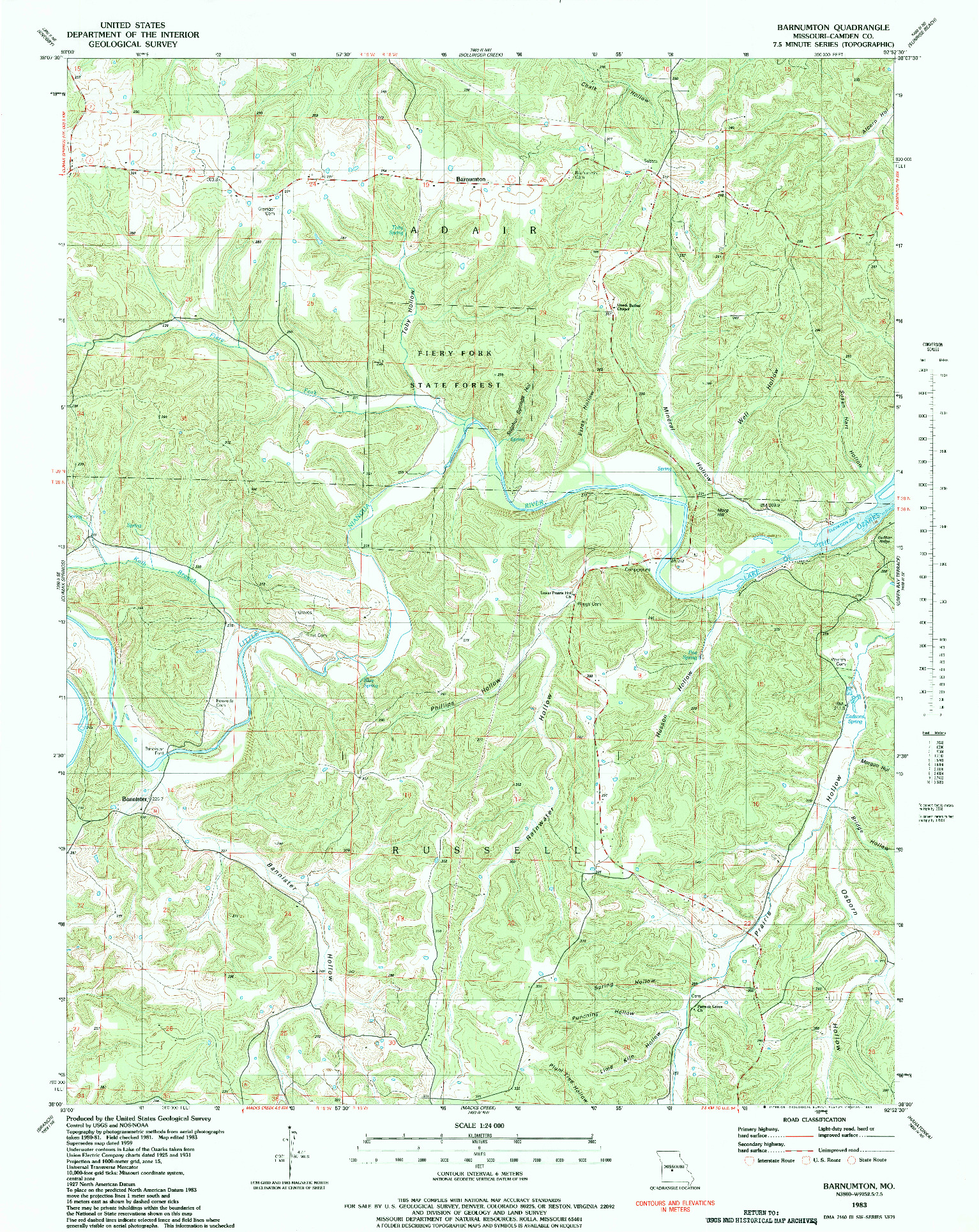 USGS 1:24000-SCALE QUADRANGLE FOR BARNUMTON, MO 1983