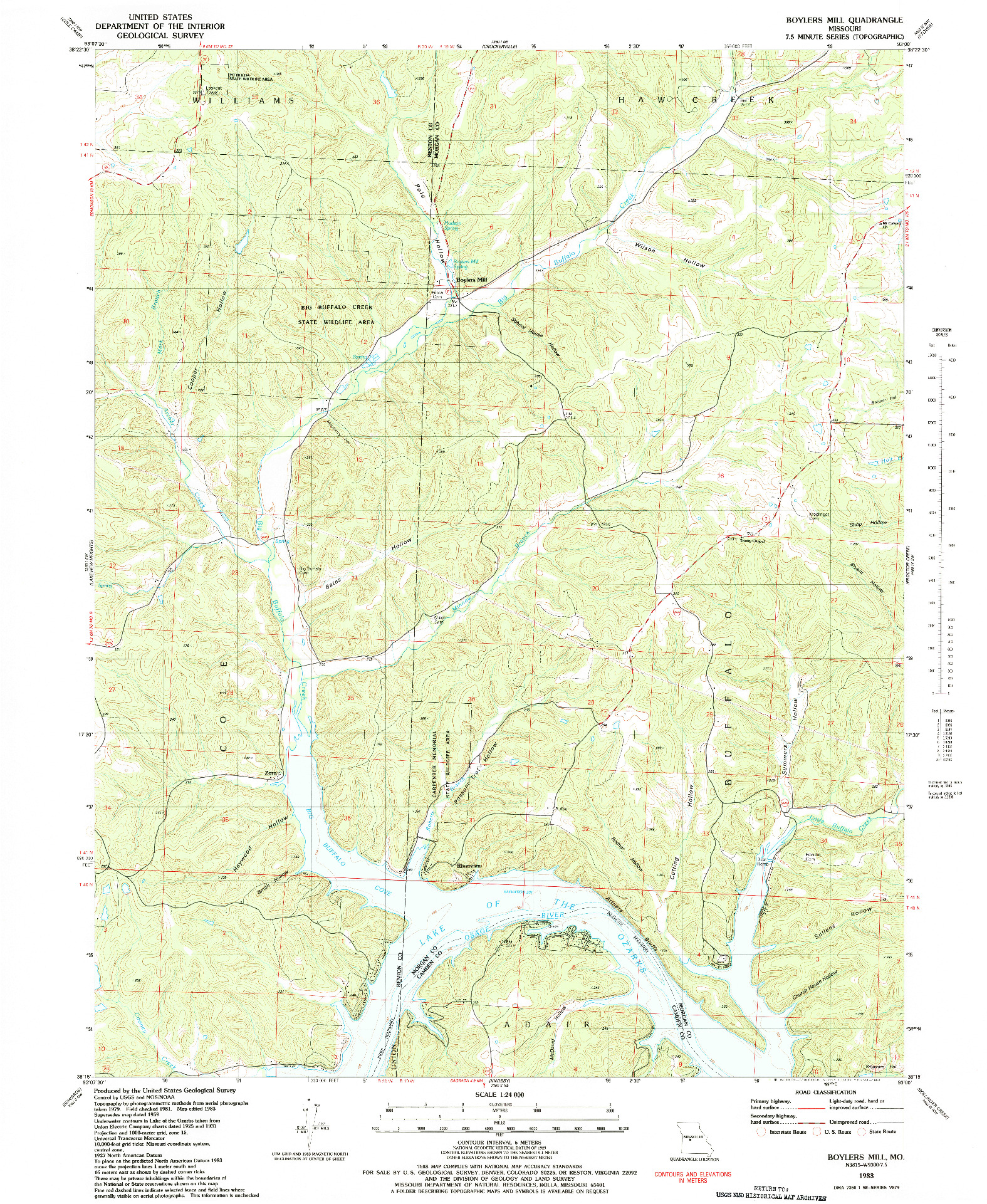 USGS 1:24000-SCALE QUADRANGLE FOR BOYLERS MILL, MO 1983