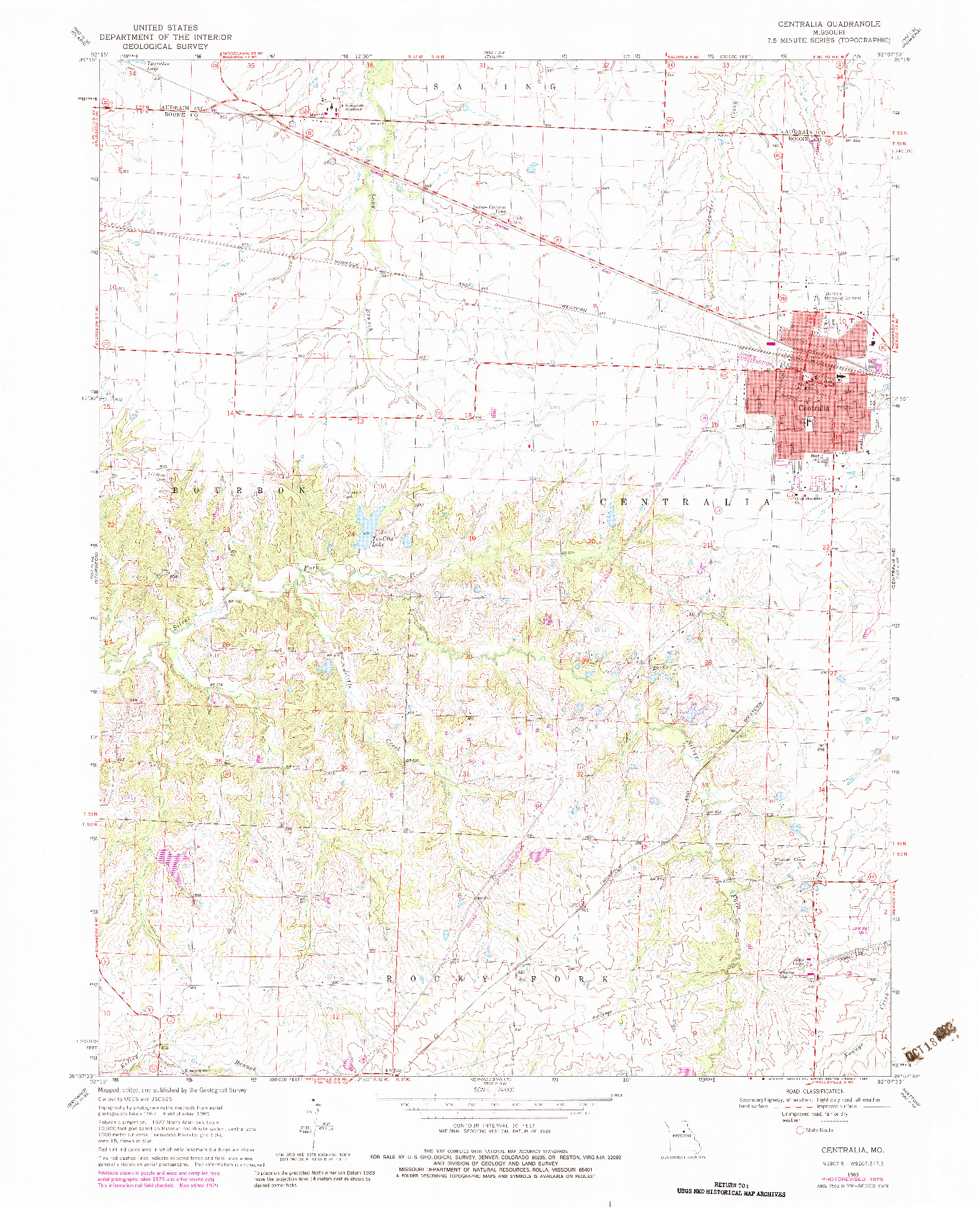 USGS 1:24000-SCALE QUADRANGLE FOR CENTRALIA, MO 1969