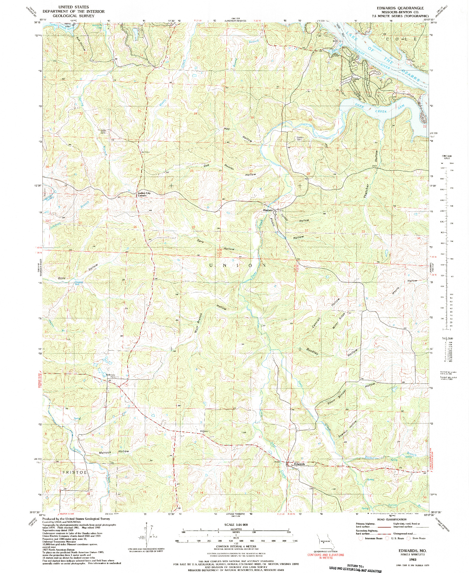 USGS 1:24000-SCALE QUADRANGLE FOR EDWARDS, MO 1983