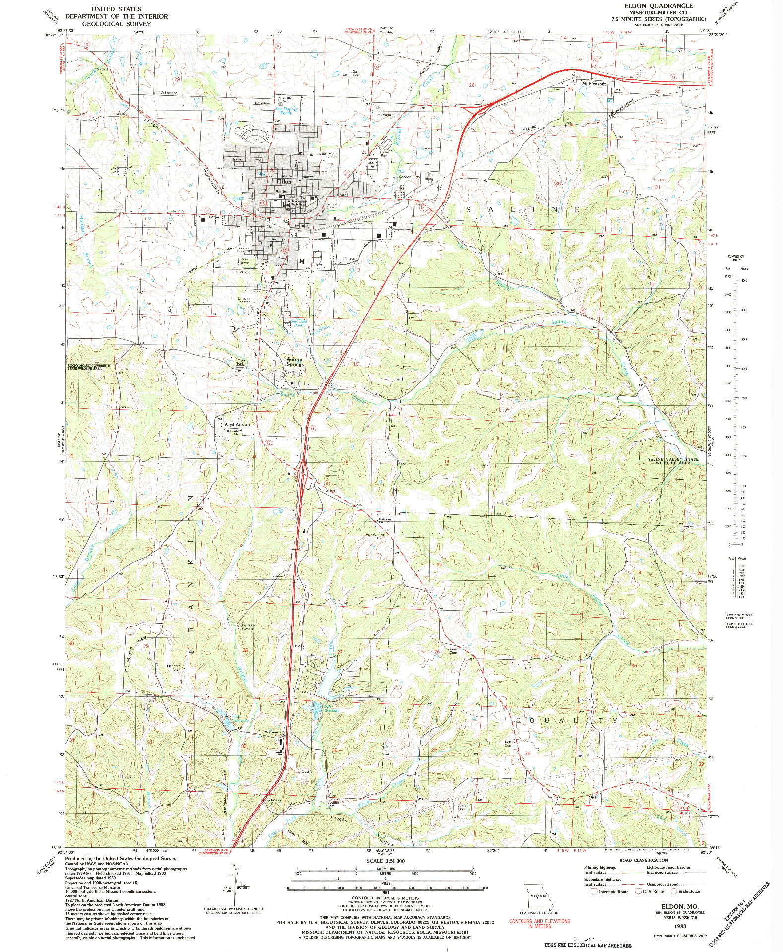 USGS 1:24000-SCALE QUADRANGLE FOR ELDON, MO 1983