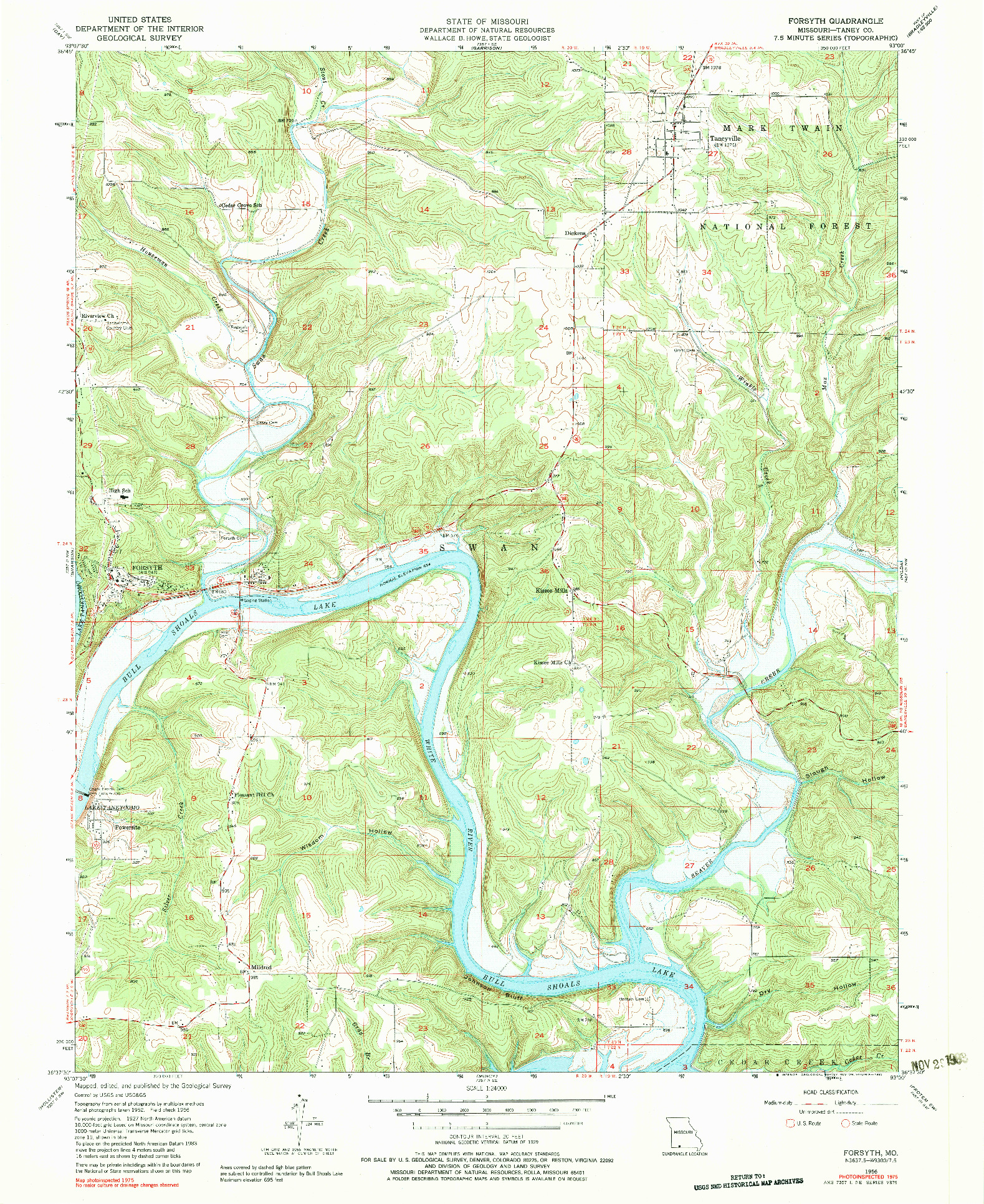 USGS 1:24000-SCALE QUADRANGLE FOR FORSYTH, MO 1956