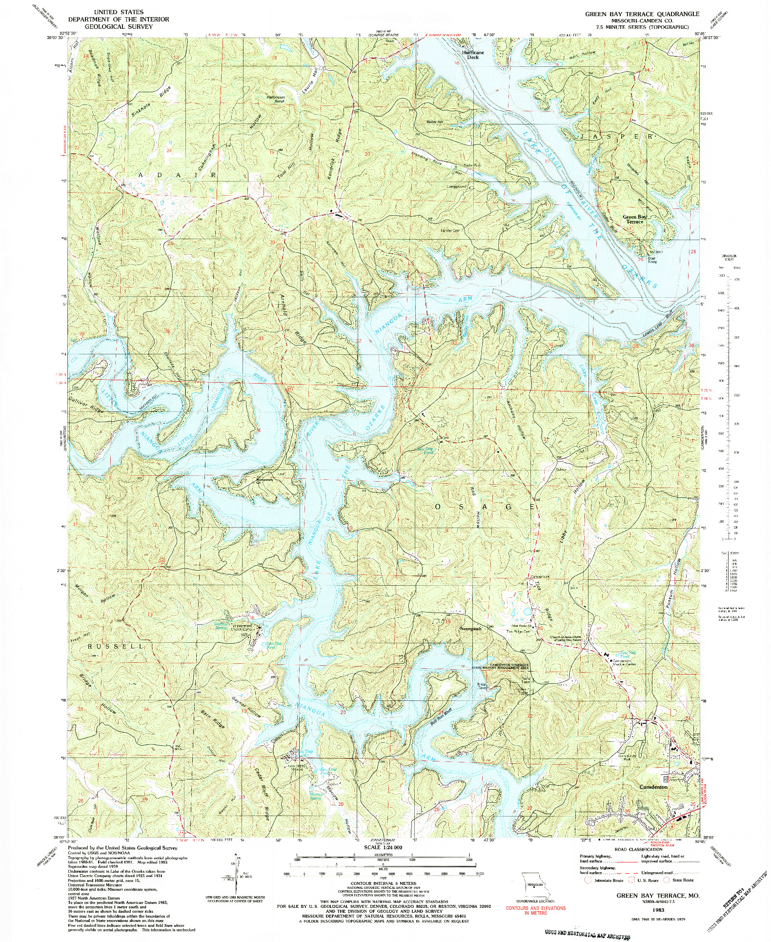 USGS 1:24000-SCALE QUADRANGLE FOR GREEN BAY TERRACE, MO 1983