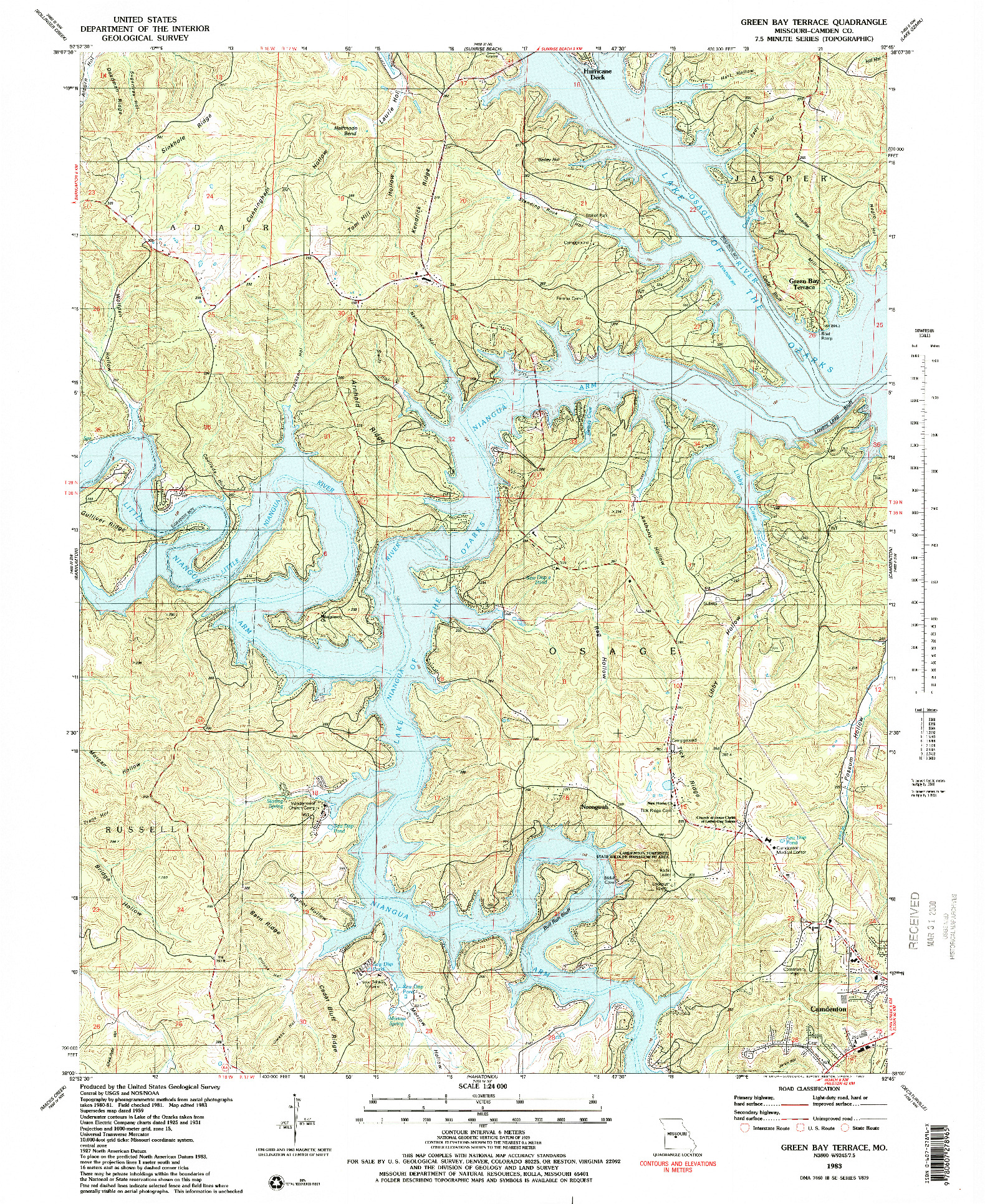 USGS 1:24000-SCALE QUADRANGLE FOR GREEN BAY TERRACE, MO 1983