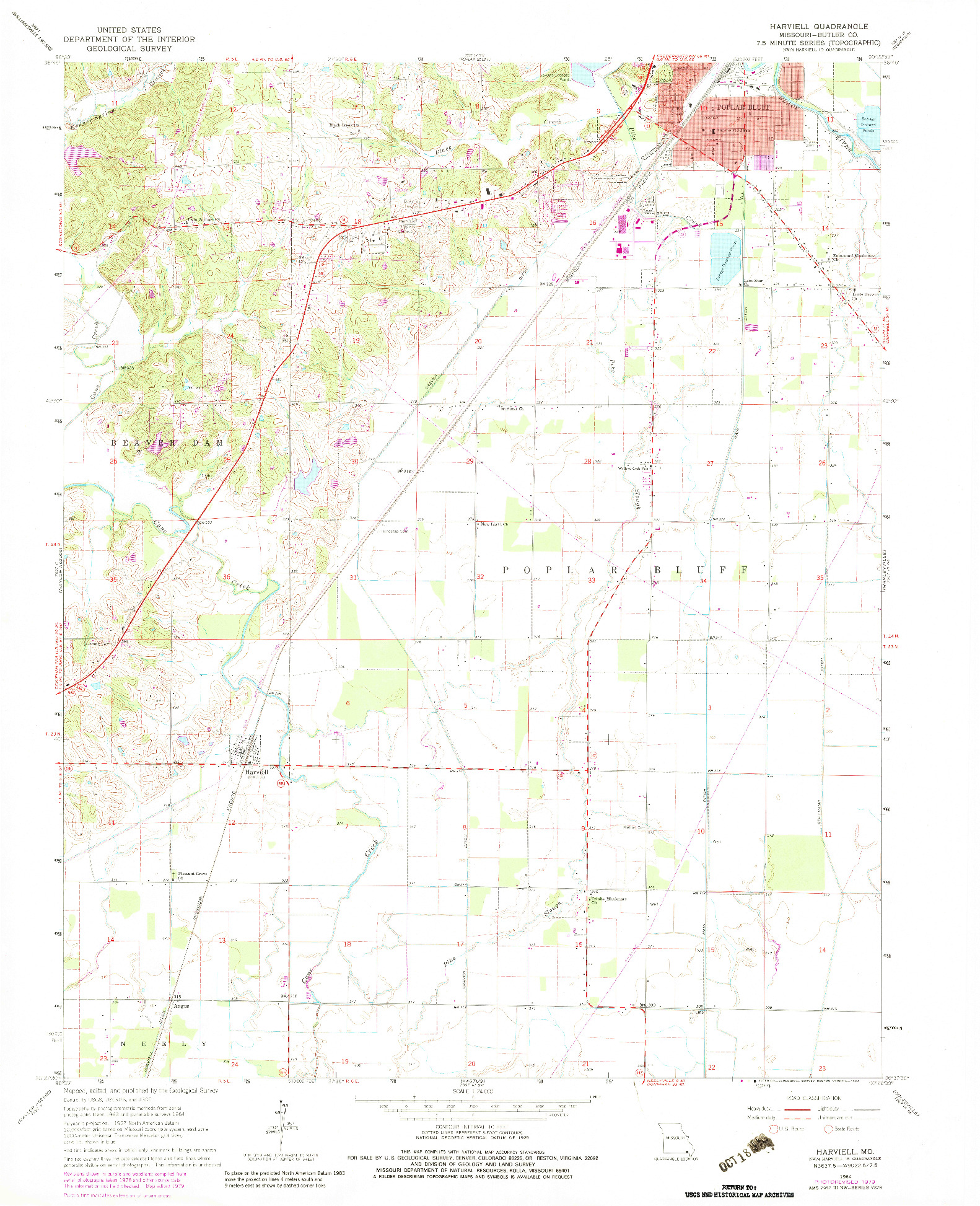 USGS 1:24000-SCALE QUADRANGLE FOR HARVIELL, MO 1964