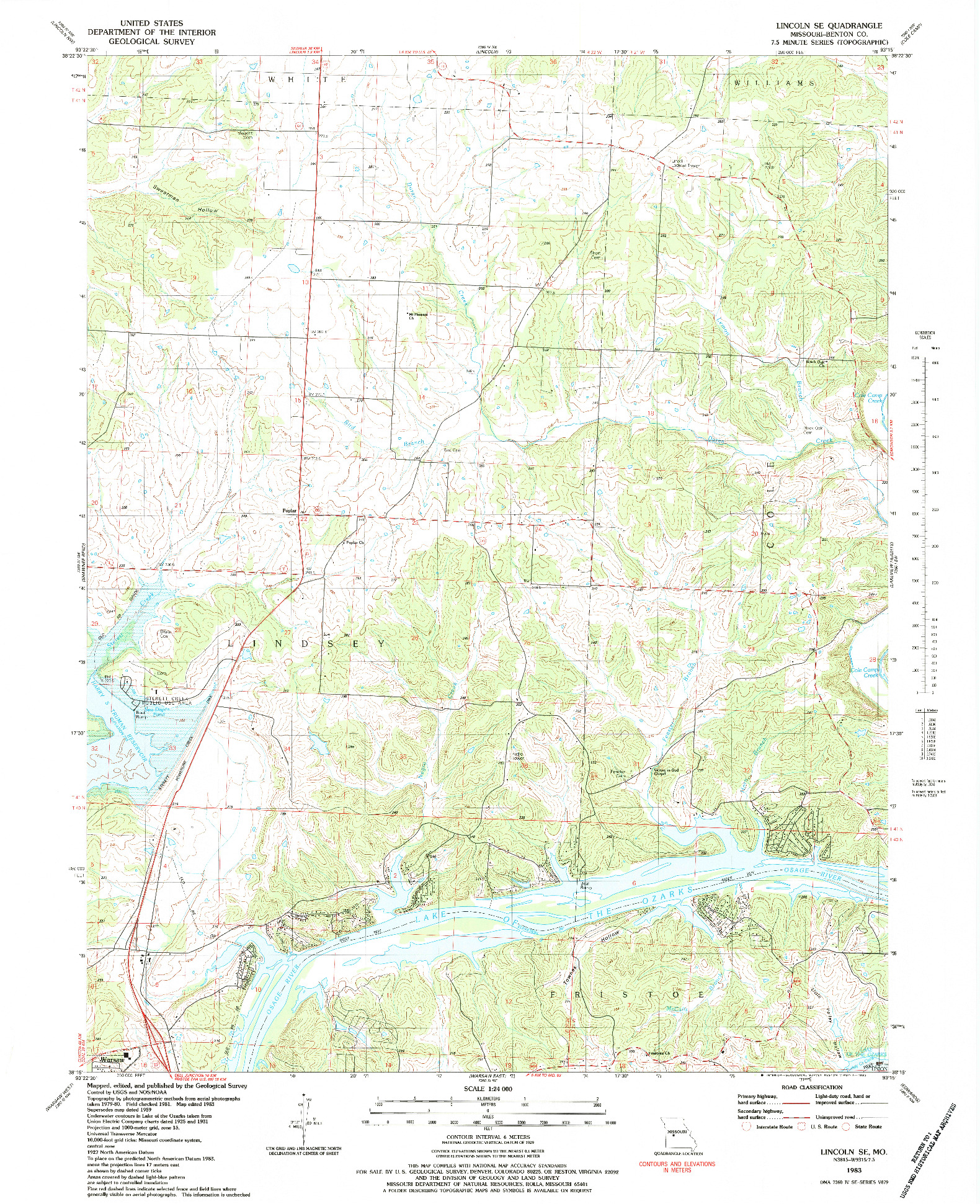 USGS 1:24000-SCALE QUADRANGLE FOR LINCOLN SE, MO 1983
