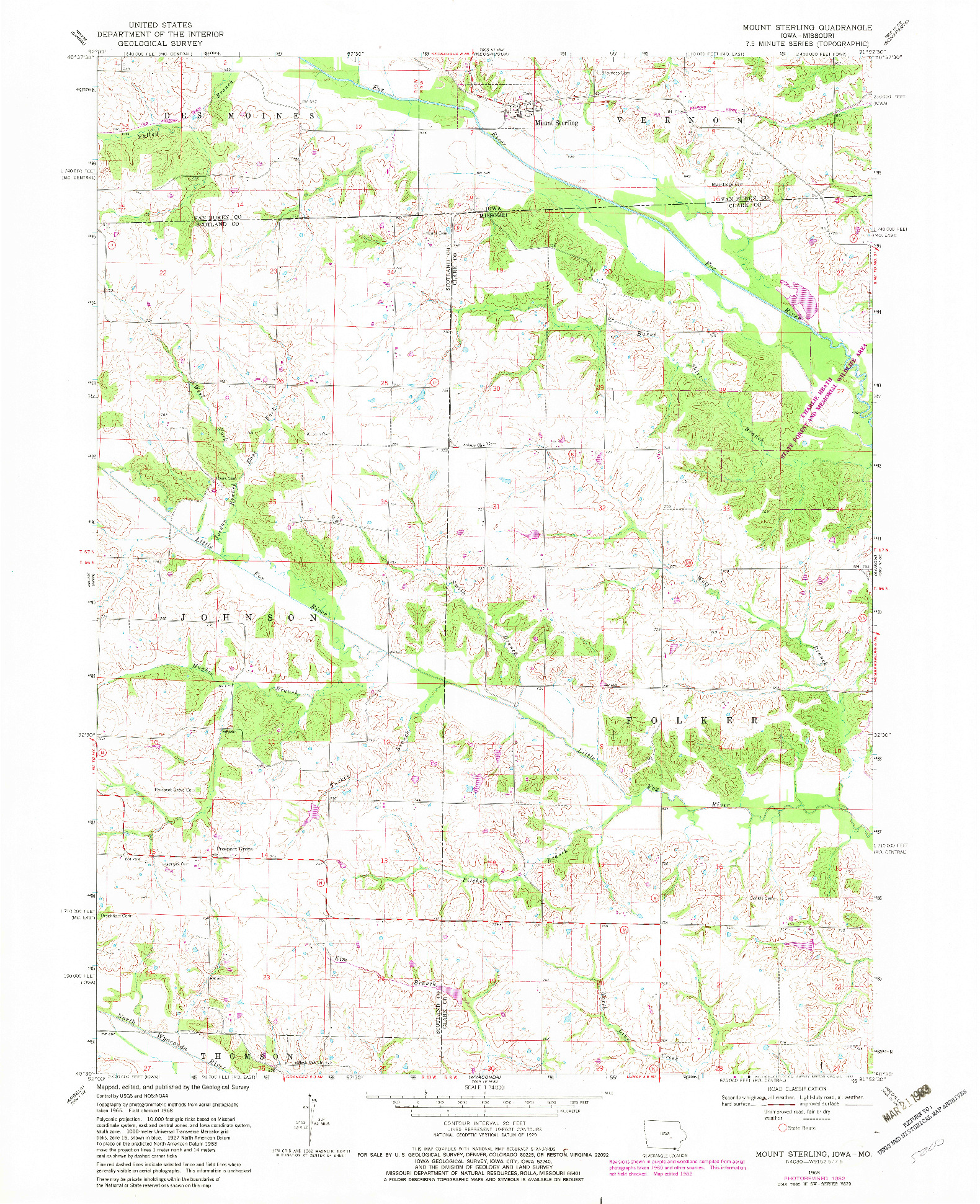 USGS 1:24000-SCALE QUADRANGLE FOR MOUNT STERLING, MO 1968
