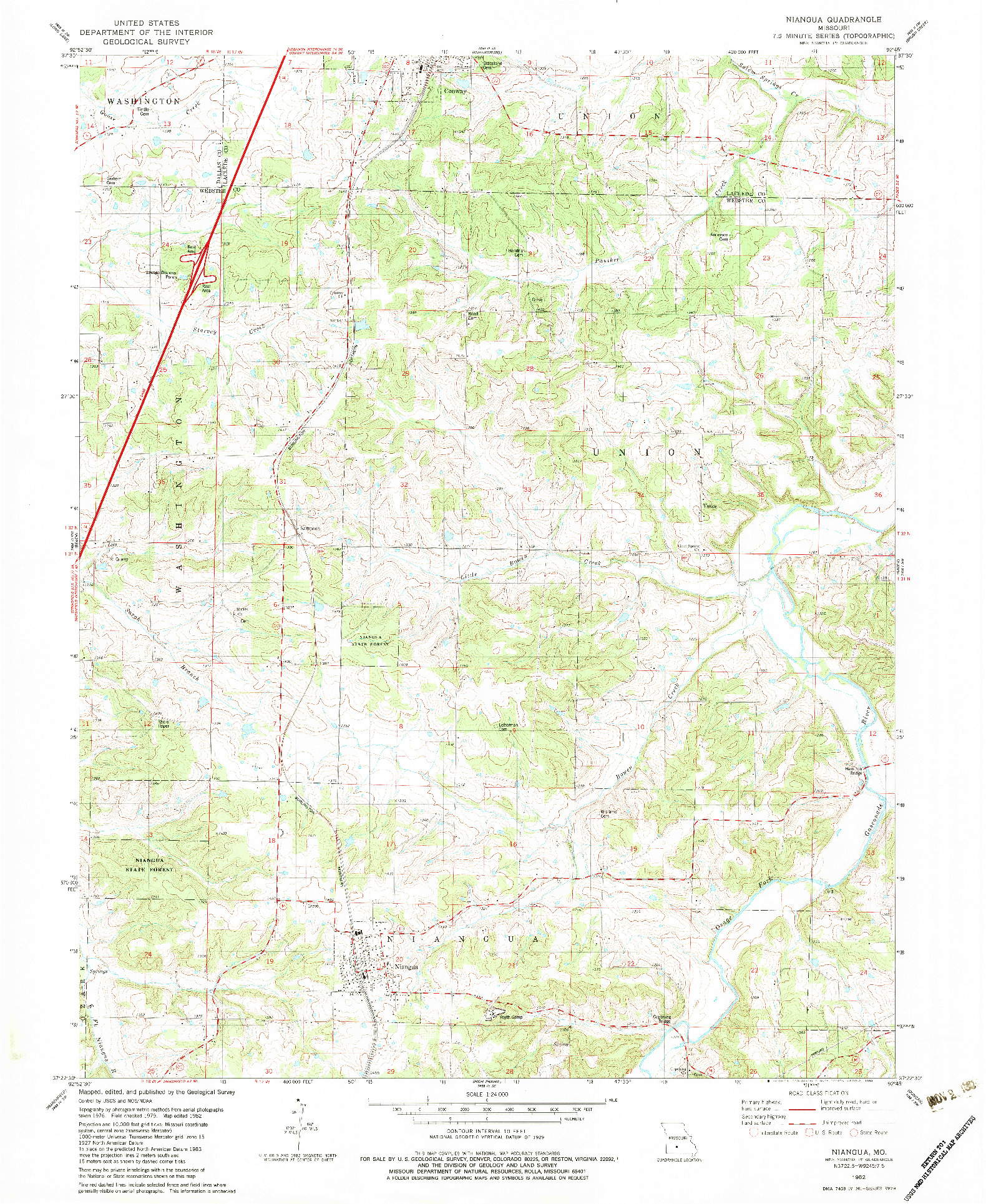 USGS 1:24000-SCALE QUADRANGLE FOR NIANGUA, MO 1982