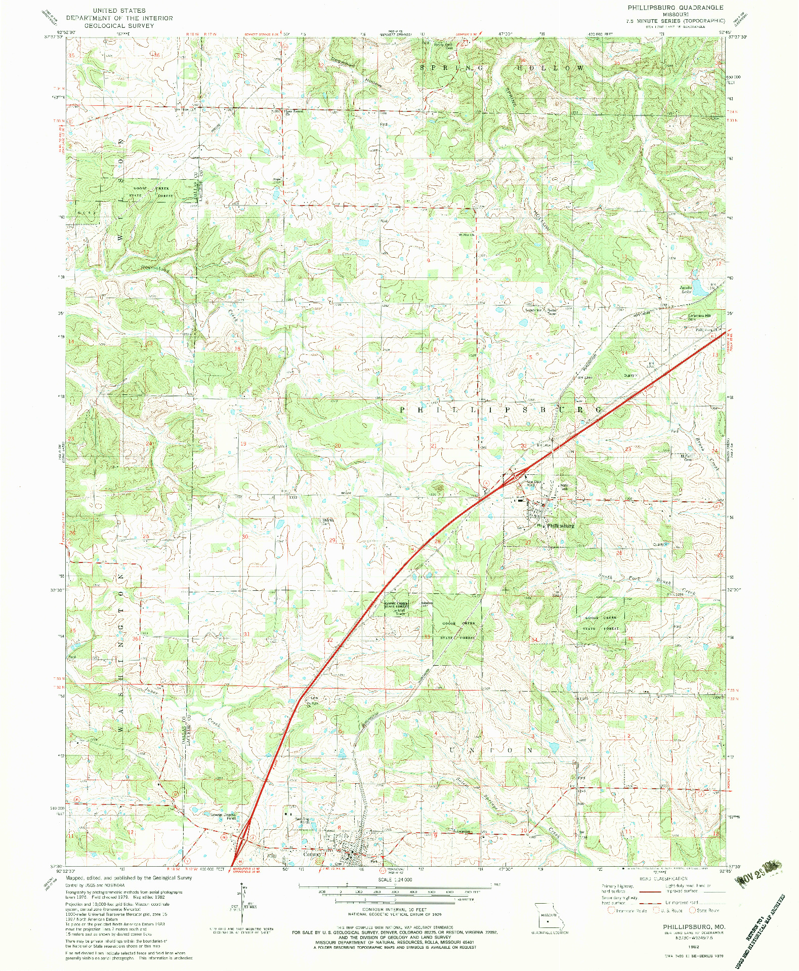USGS 1:24000-SCALE QUADRANGLE FOR PHILLIPSBURG, MO 1982
