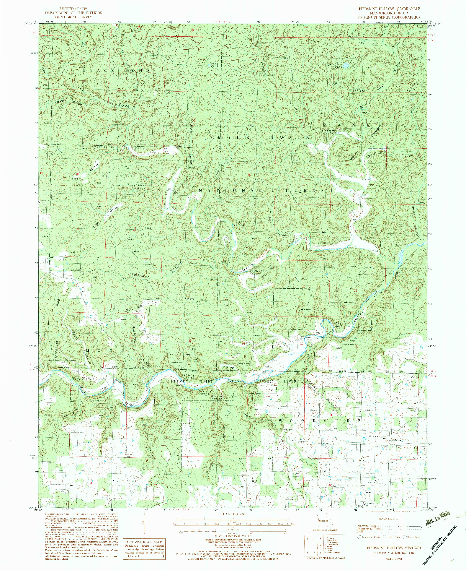 USGS 1:24000-SCALE QUADRANGLE FOR PIEDMONT HOLLOW, MO 1982