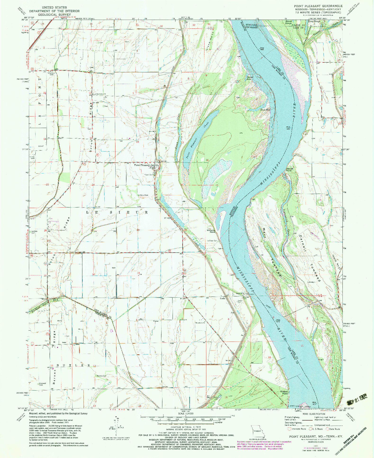 USGS 1:24000-SCALE QUADRANGLE FOR POINT PLEASANT, MO 1971