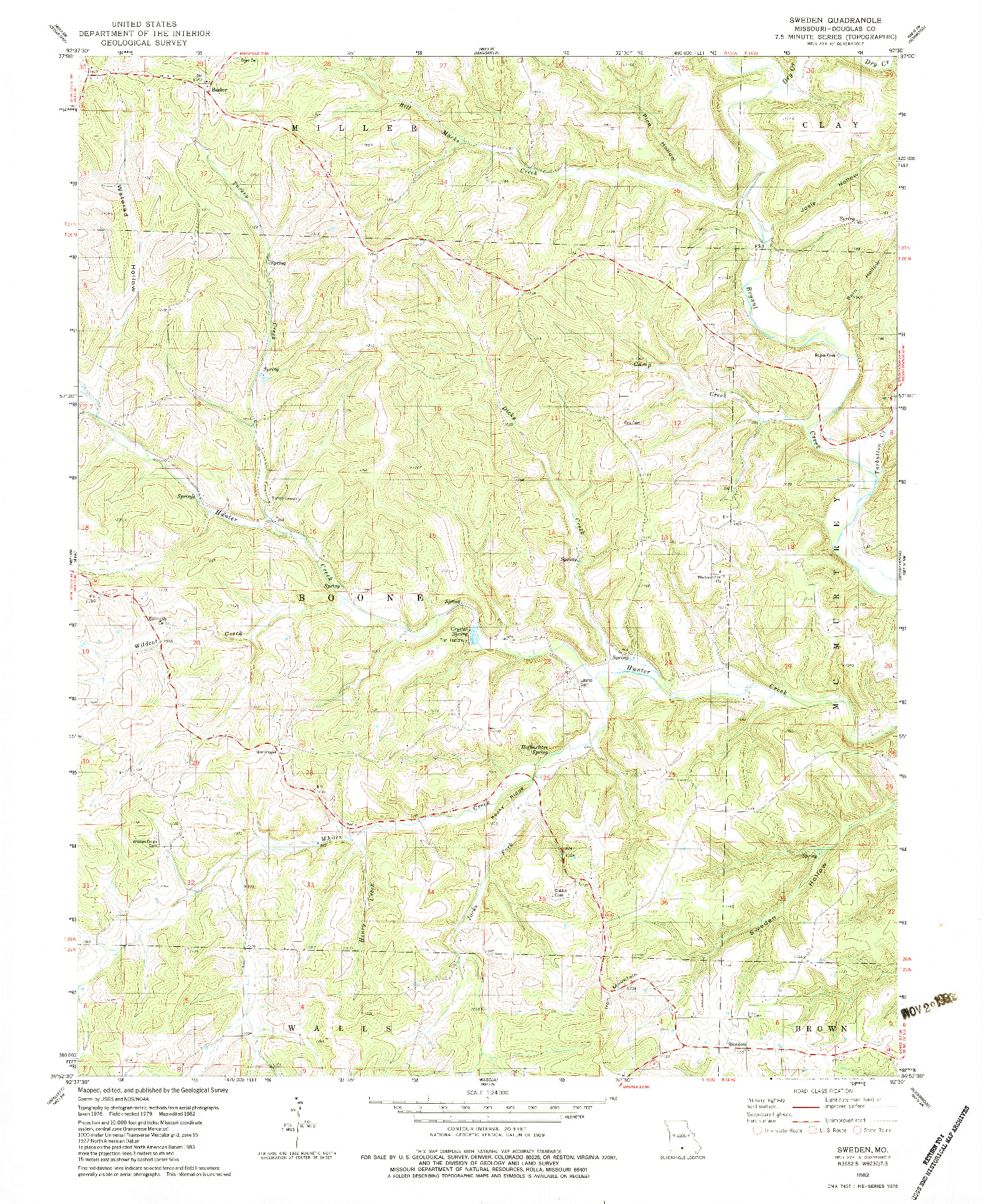 USGS 1:24000-SCALE QUADRANGLE FOR SWEDEN, MO 1982