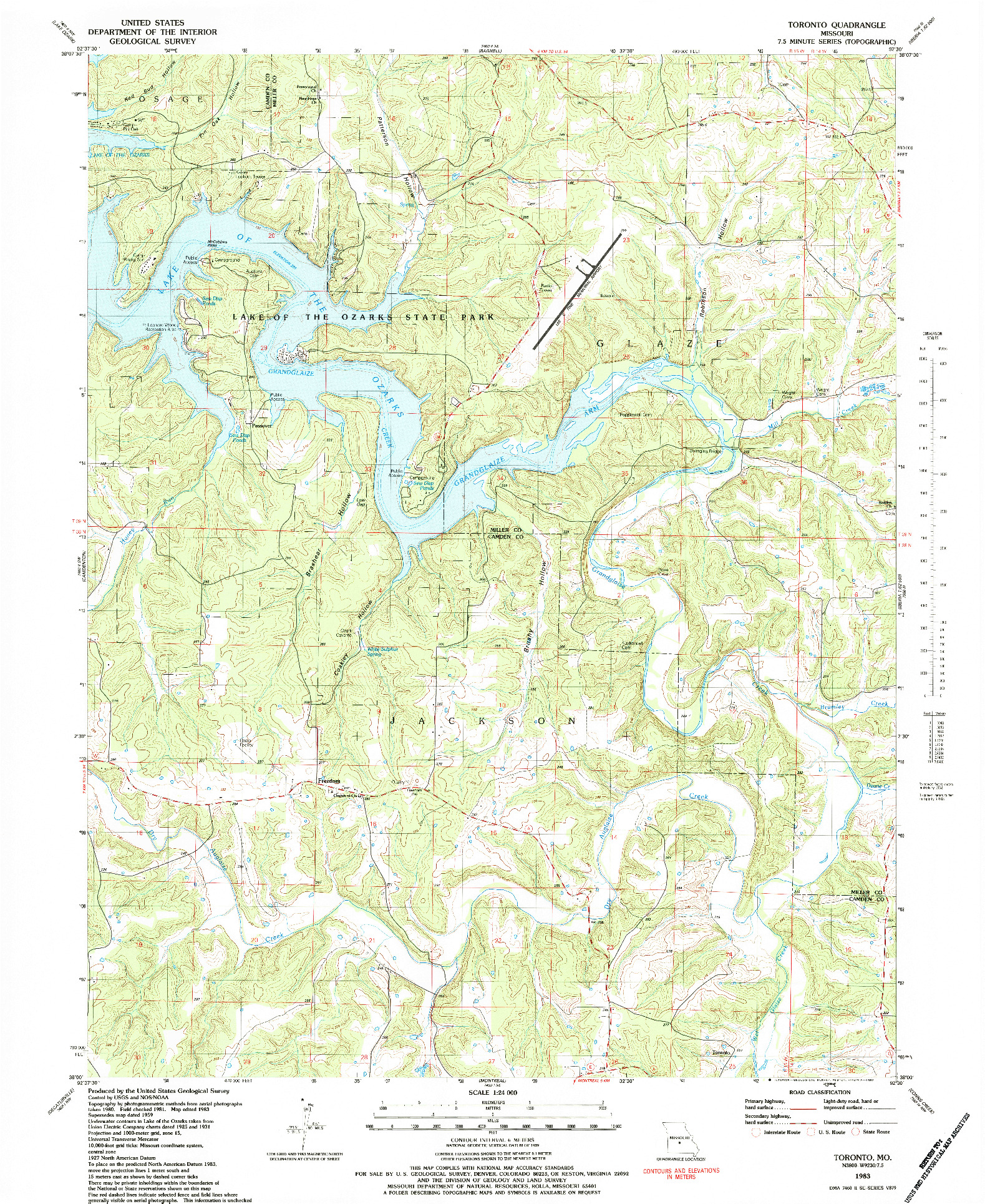USGS 1:24000-SCALE QUADRANGLE FOR TORONTO, MO 1983