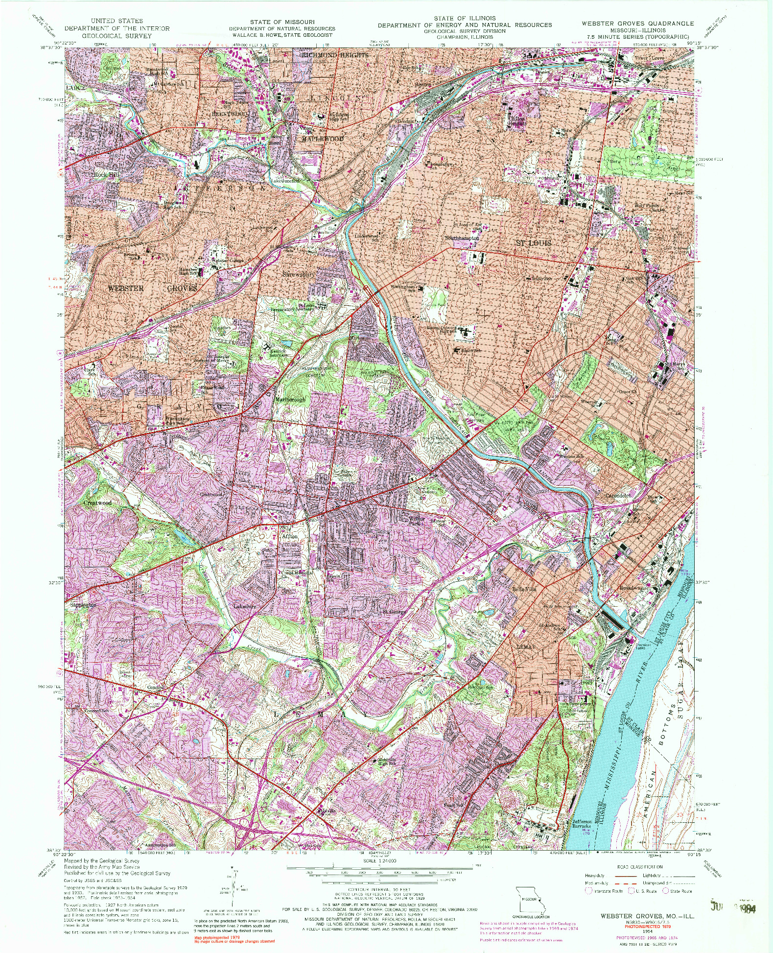 USGS 1:24000-SCALE QUADRANGLE FOR WEBSTER GROVES, MO 1954