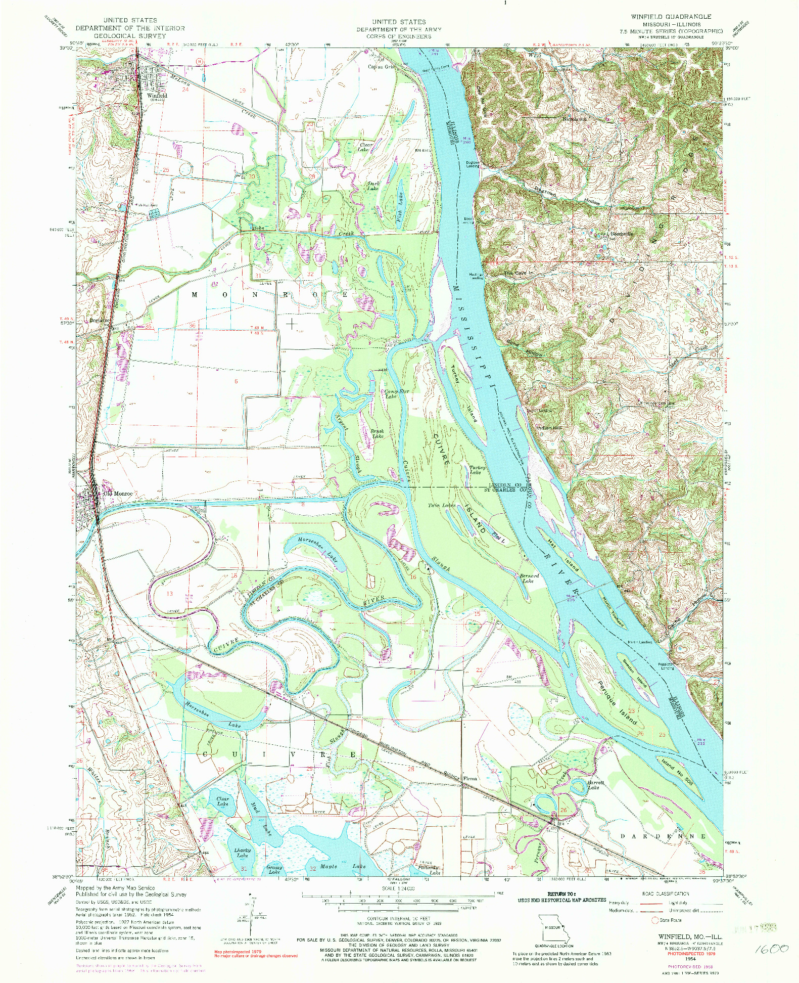 USGS 1:24000-SCALE QUADRANGLE FOR WINFIELD, MO 1954