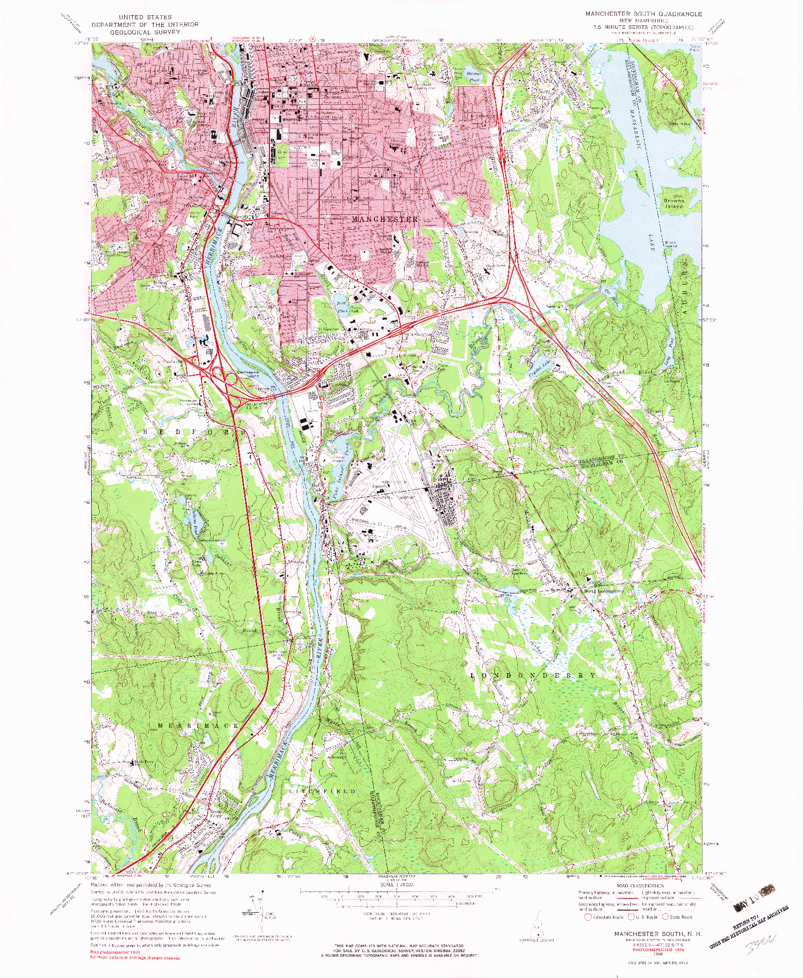 USGS 1:24000-SCALE QUADRANGLE FOR MANCHESTER SOUTH, NH 1968