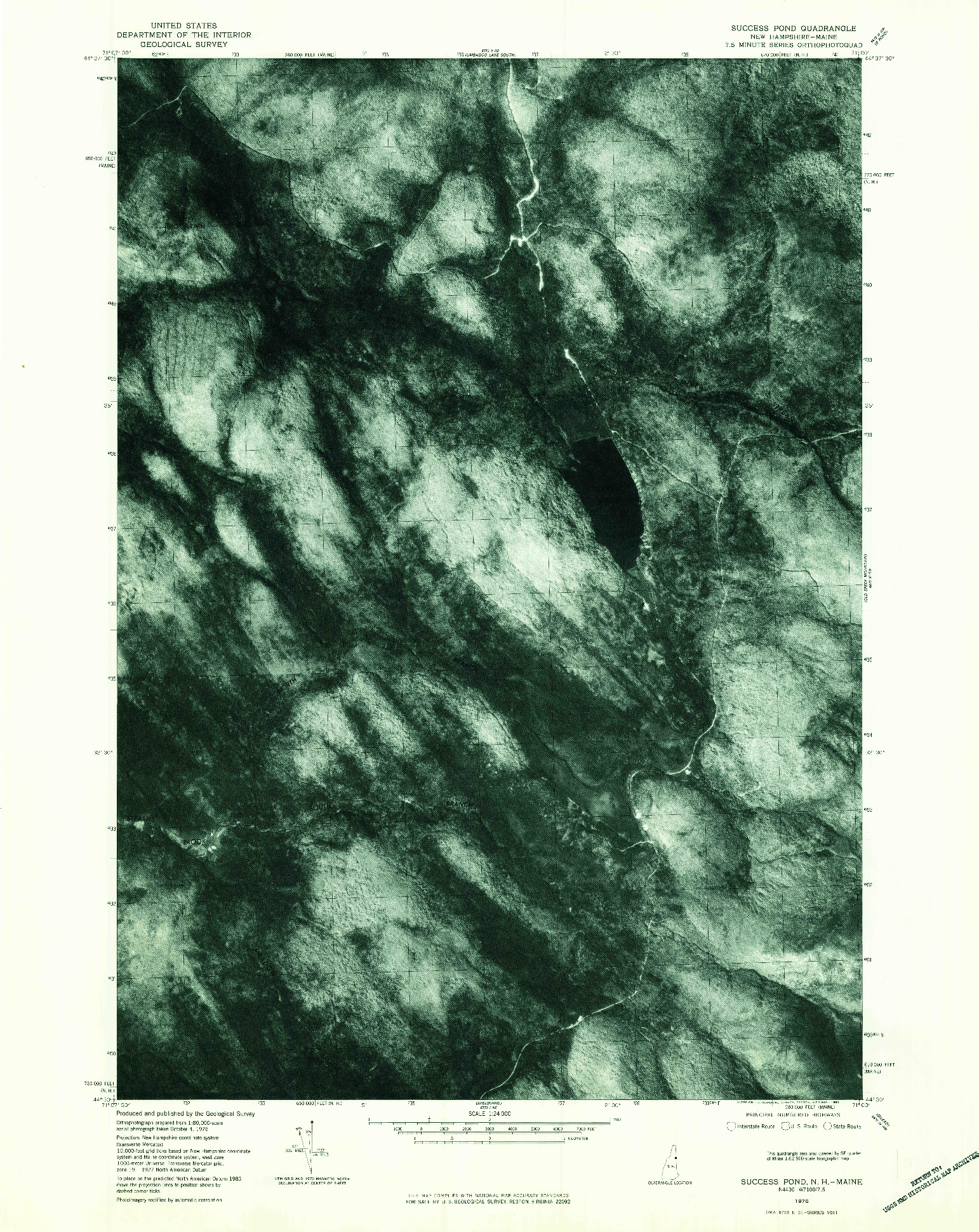 USGS 1:24000-SCALE QUADRANGLE FOR SUCCESS POND, NH 1976