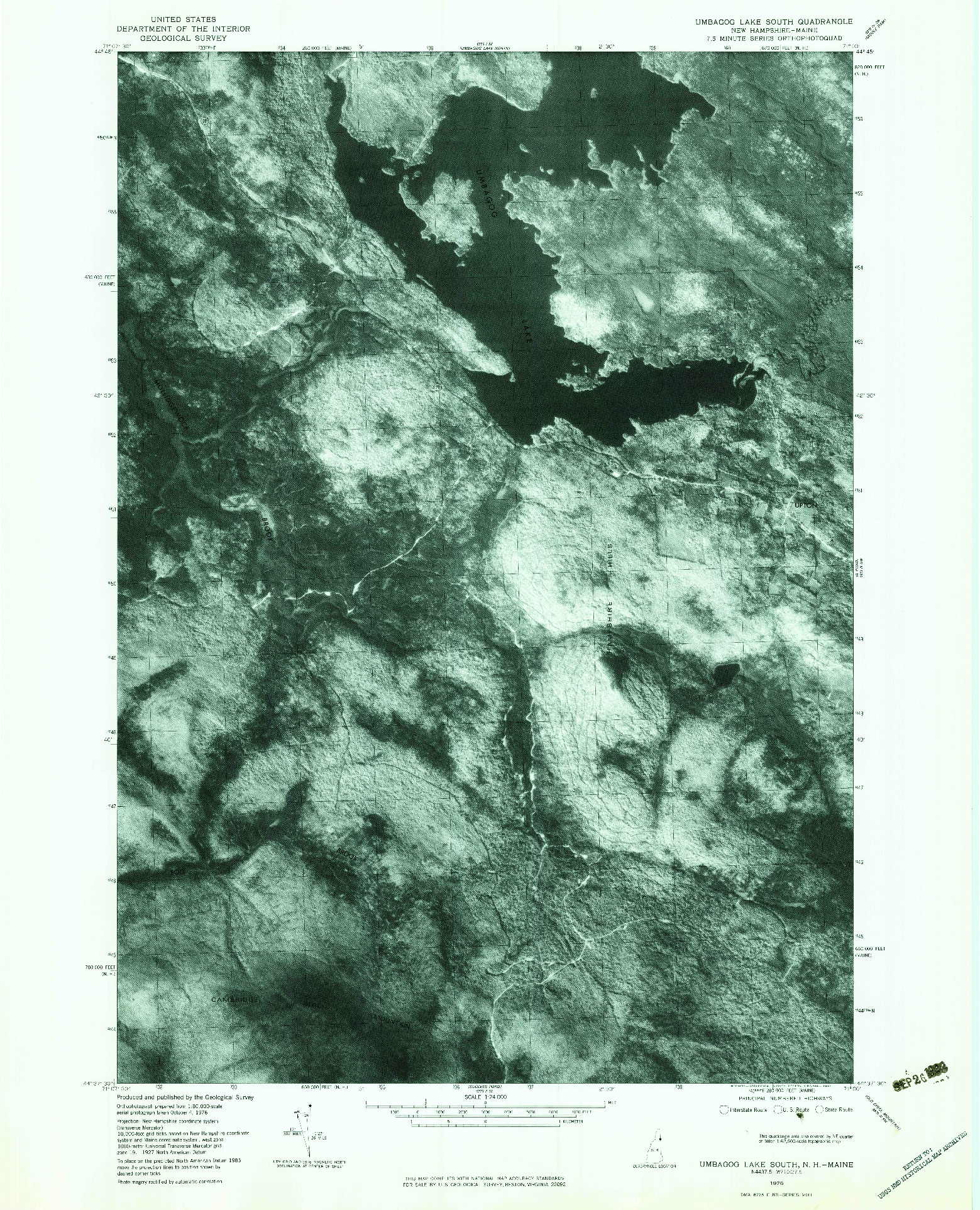 USGS 1:24000-SCALE QUADRANGLE FOR UMBAGOG LAKE SOUTH, NH 1976