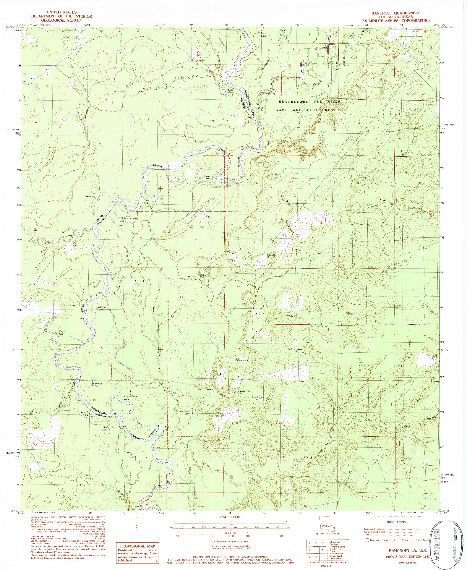 USGS 1:24000-SCALE QUADRANGLE FOR BANCROFT, LA 1982