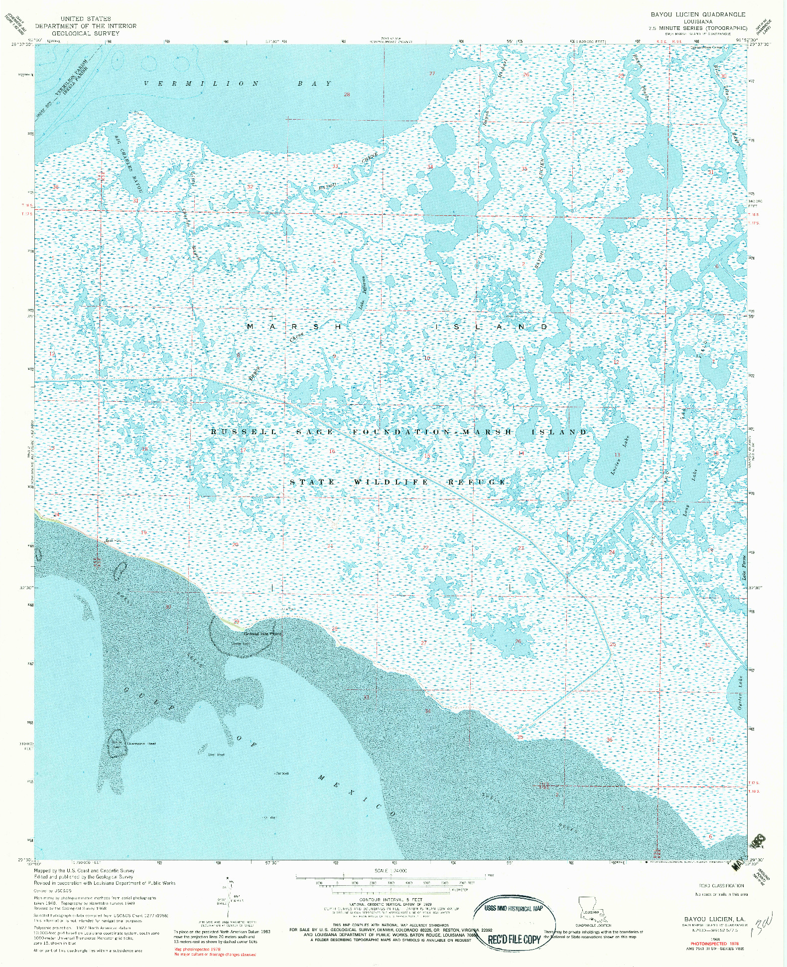 USGS 1:24000-SCALE QUADRANGLE FOR BAYOU LUCIEN, LA 1968