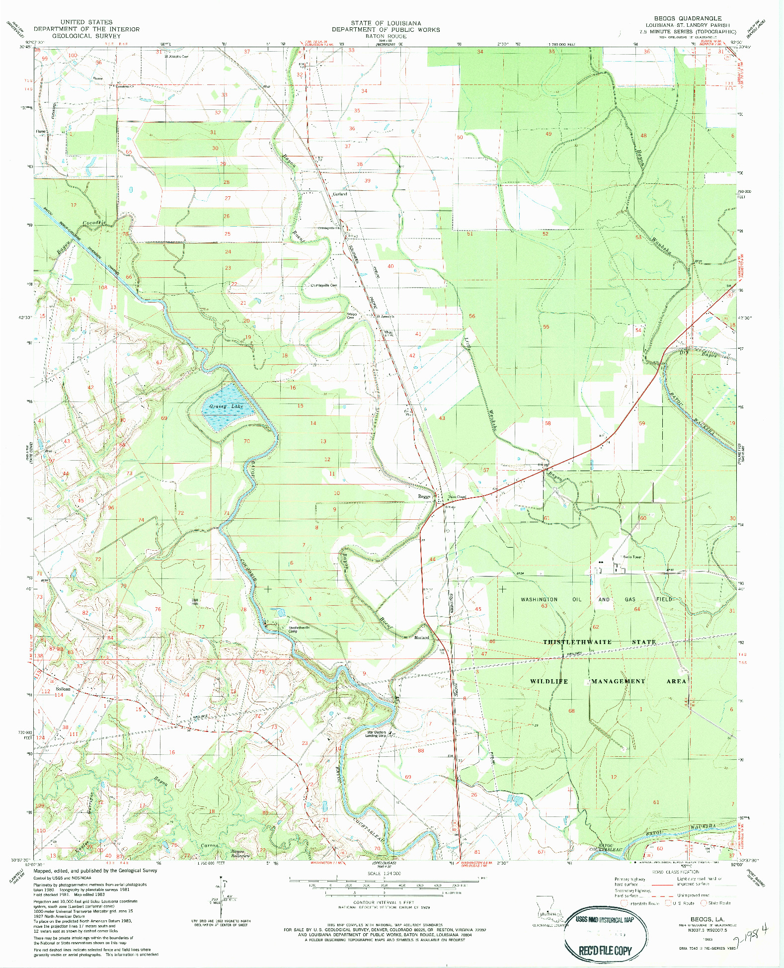 USGS 1:24000-SCALE QUADRANGLE FOR BEGGS, LA 1983