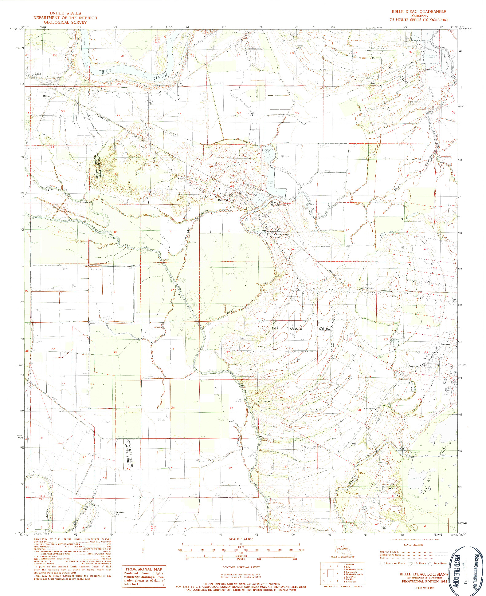 USGS 1:24000-SCALE QUADRANGLE FOR BELLE D'EAU, LA 1983