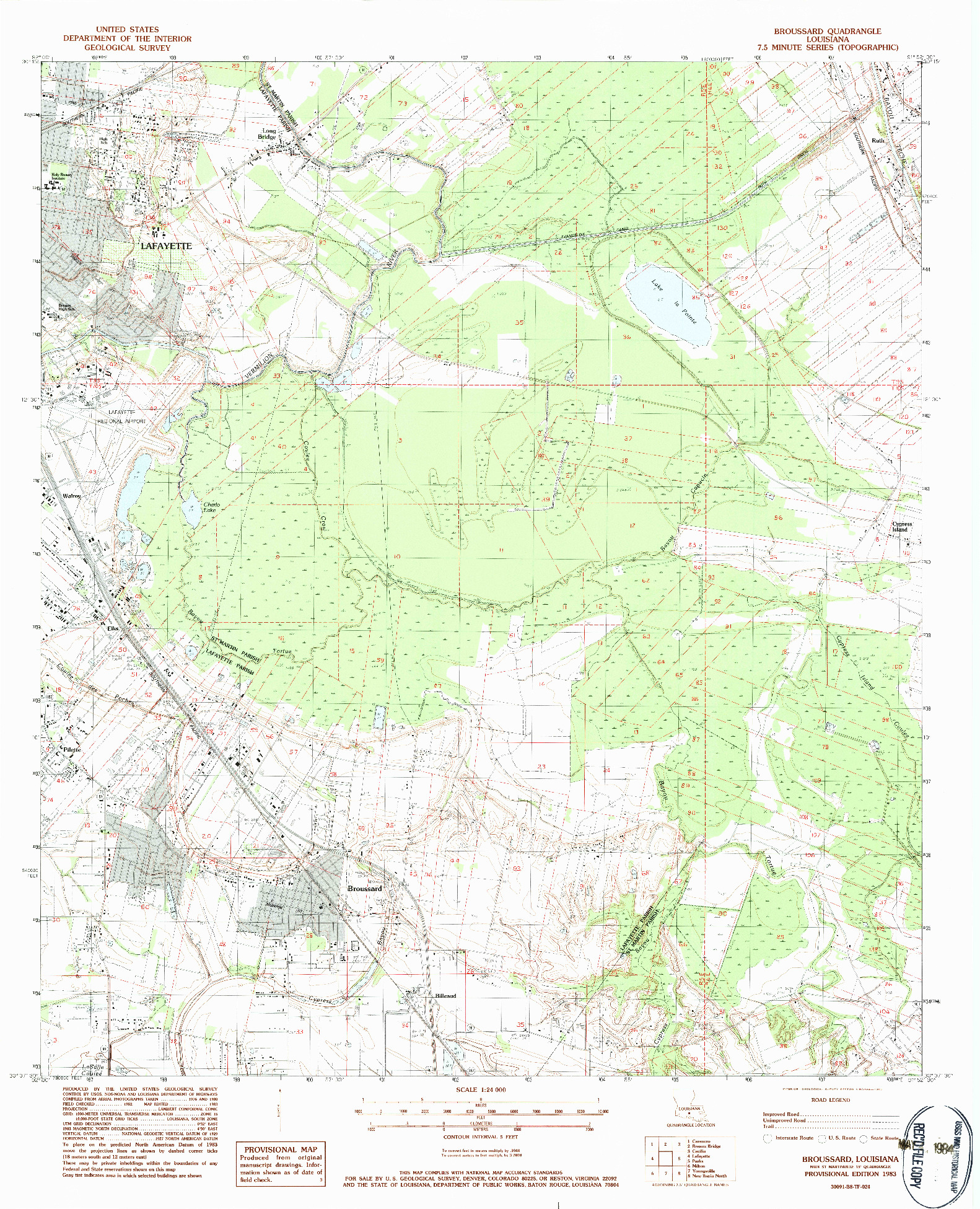 USGS 1:24000-SCALE QUADRANGLE FOR BROUSSARD, LA 1983