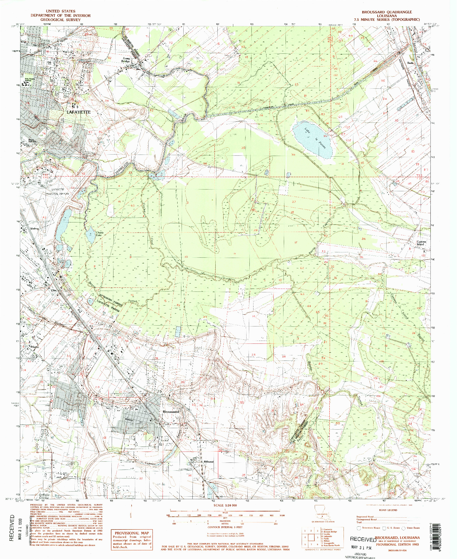 USGS 1:24000-SCALE QUADRANGLE FOR BROUSSARD, LA 1983