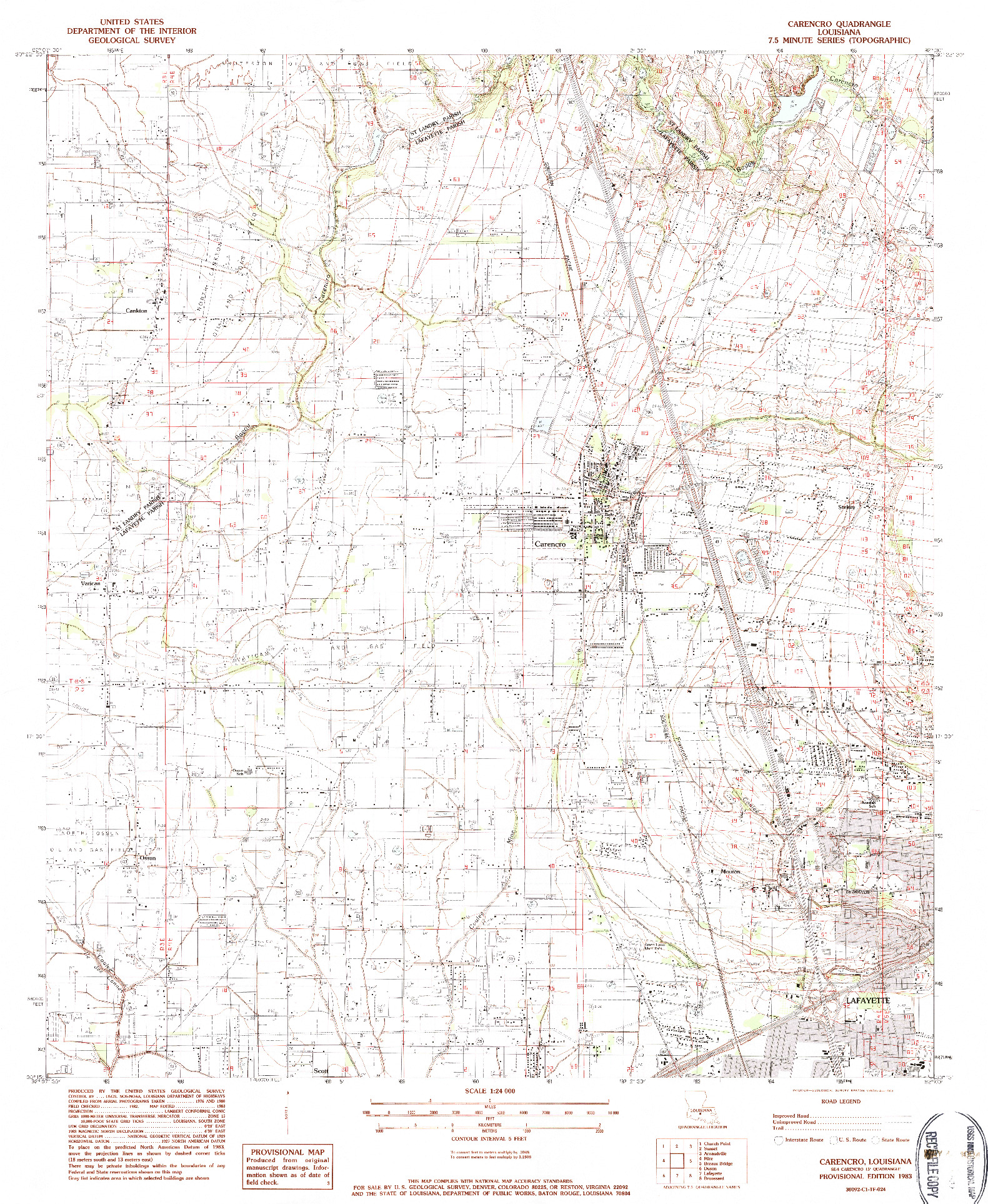 USGS 1:24000-SCALE QUADRANGLE FOR CARENCRO, LA 1983