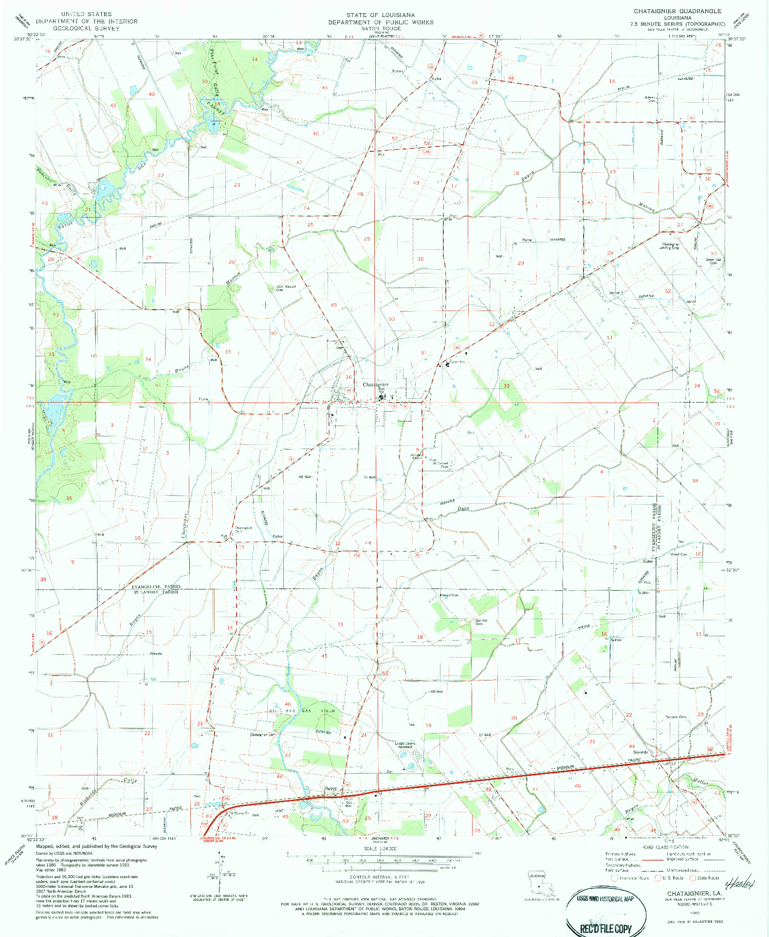 USGS 1:24000-SCALE QUADRANGLE FOR CHATAIGNIER, LA 1983