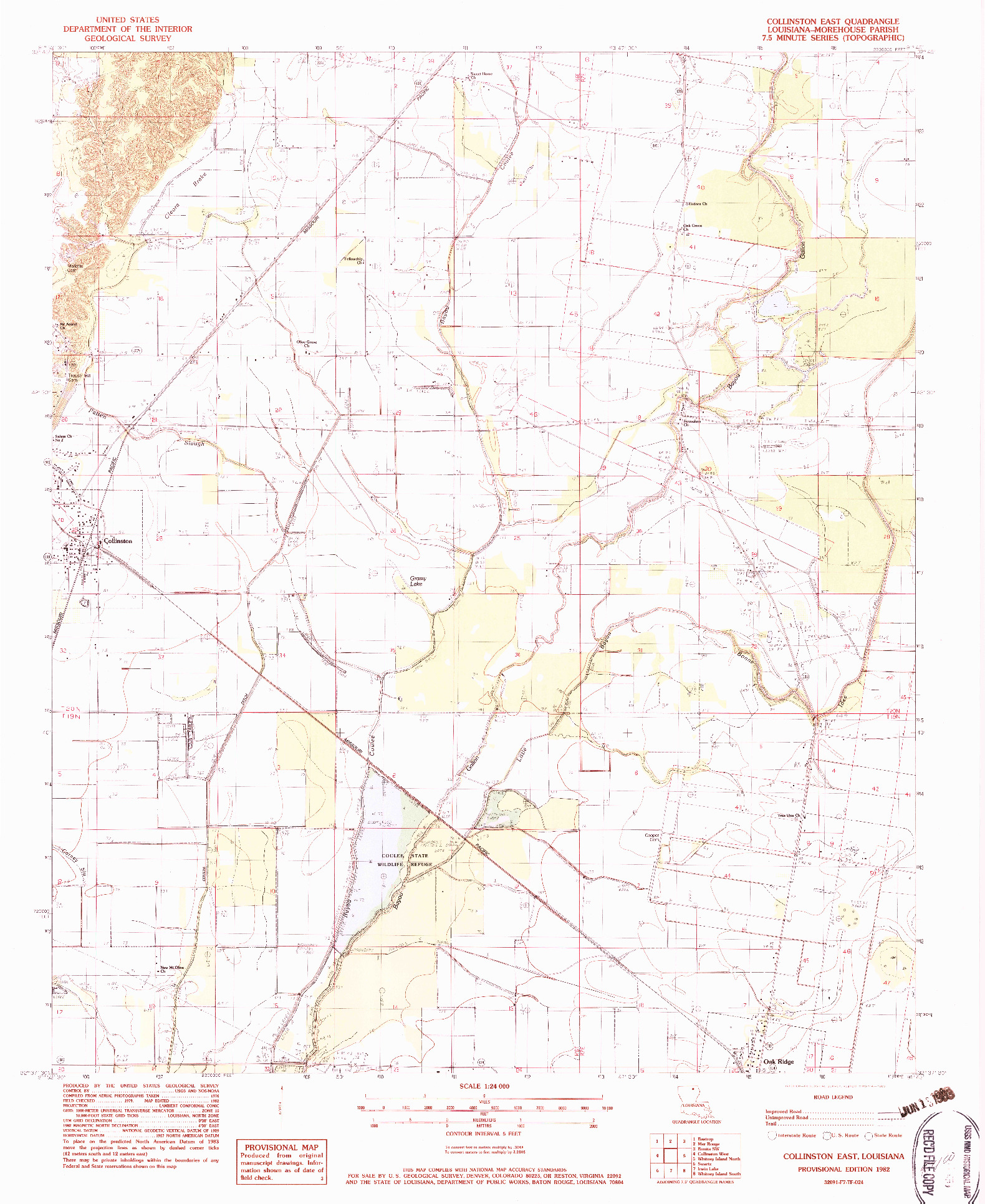 USGS 1:24000-SCALE QUADRANGLE FOR COLLINSTON EAST, LA 1982