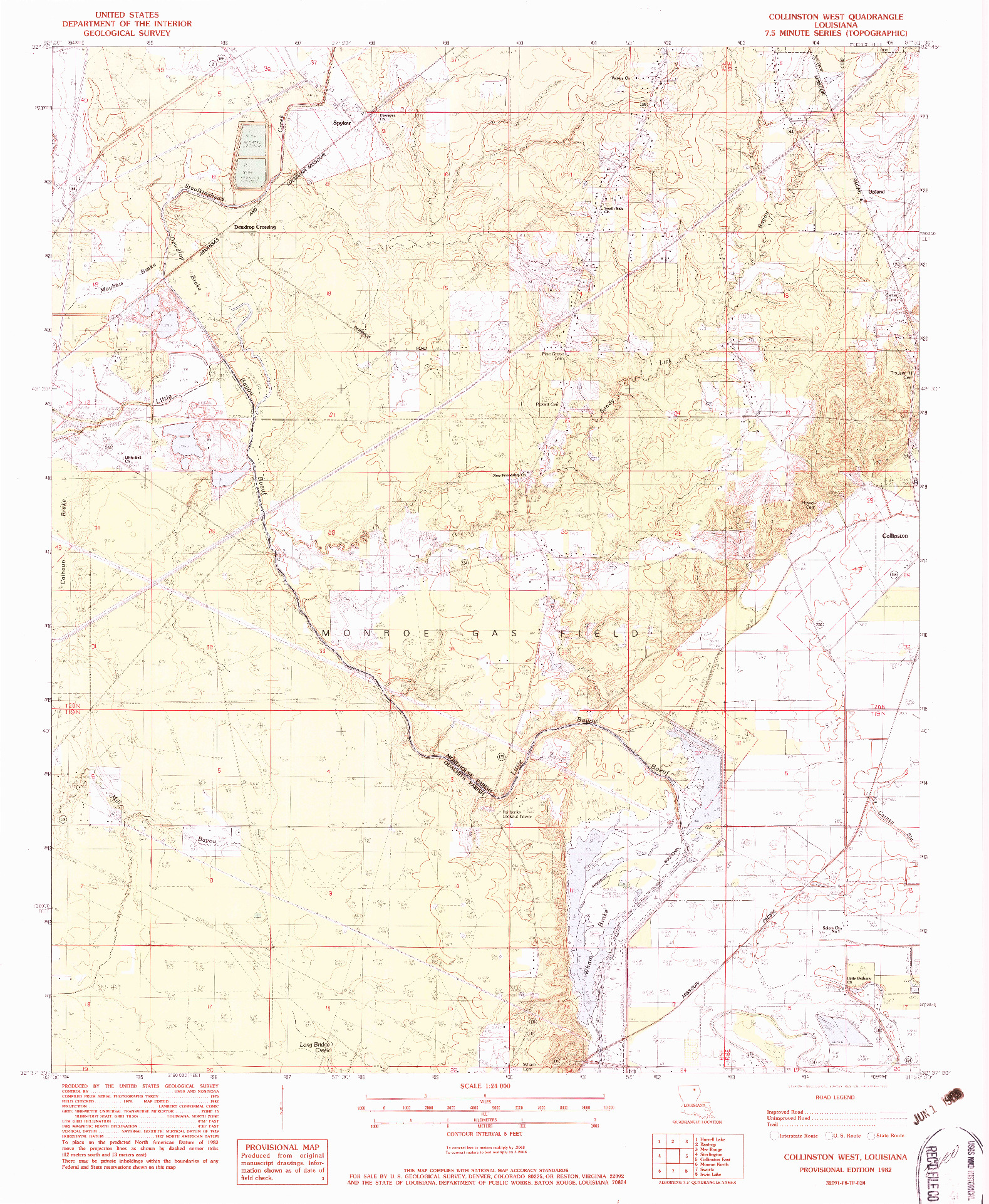 USGS 1:24000-SCALE QUADRANGLE FOR COLLINSTON WEST, LA 1982