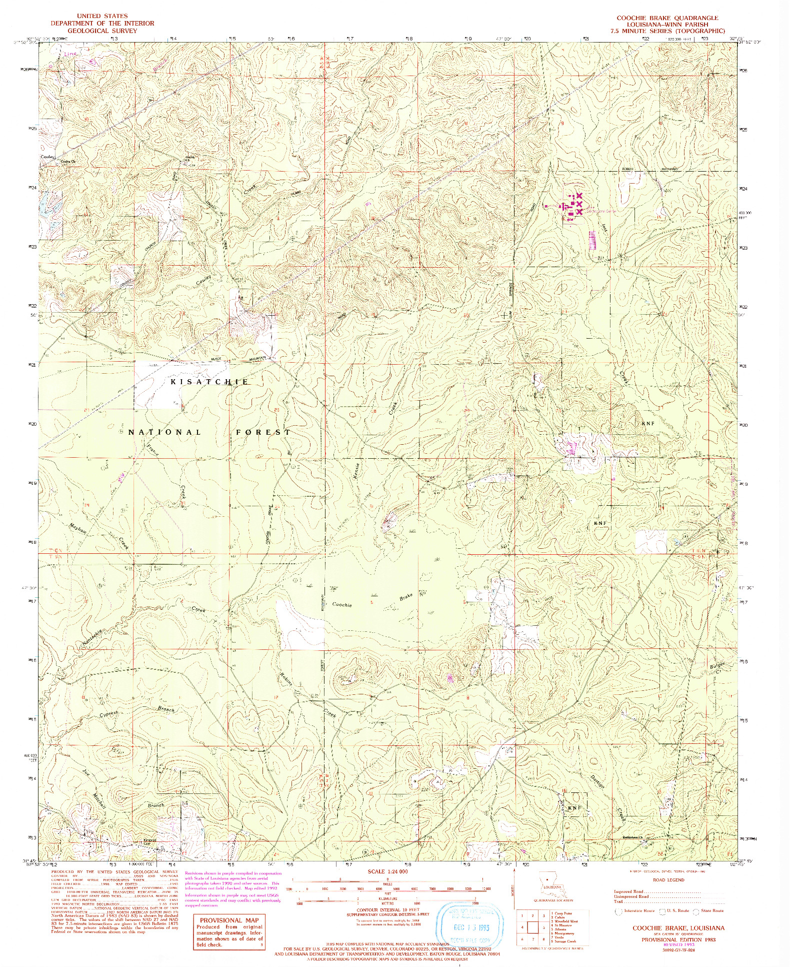USGS 1:24000-SCALE QUADRANGLE FOR COOCHIE BRAKE, LA 1983