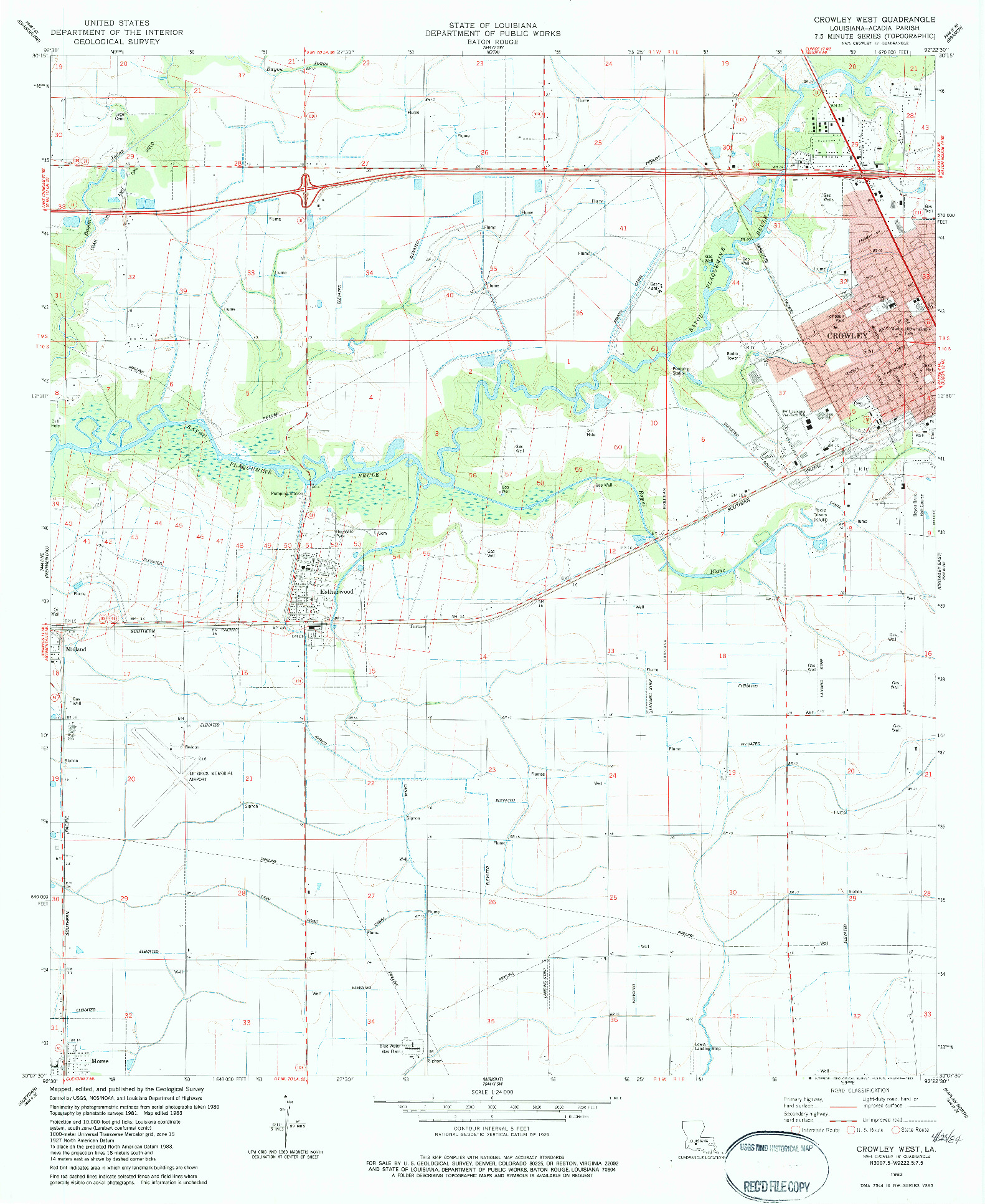 USGS 1:24000-SCALE QUADRANGLE FOR CROWLEY WEST, LA 1983