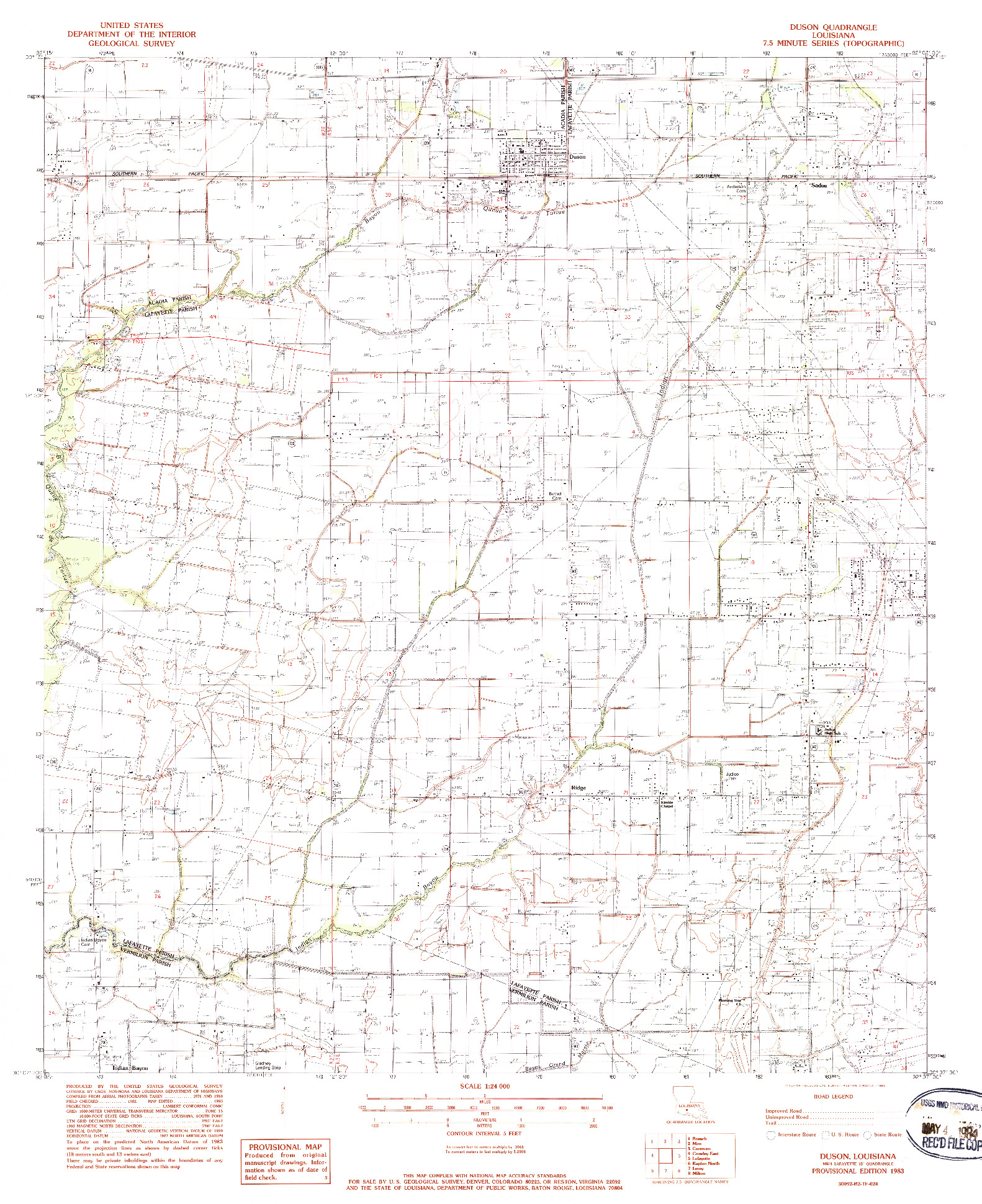 USGS 1:24000-SCALE QUADRANGLE FOR DUSON, LA 1983