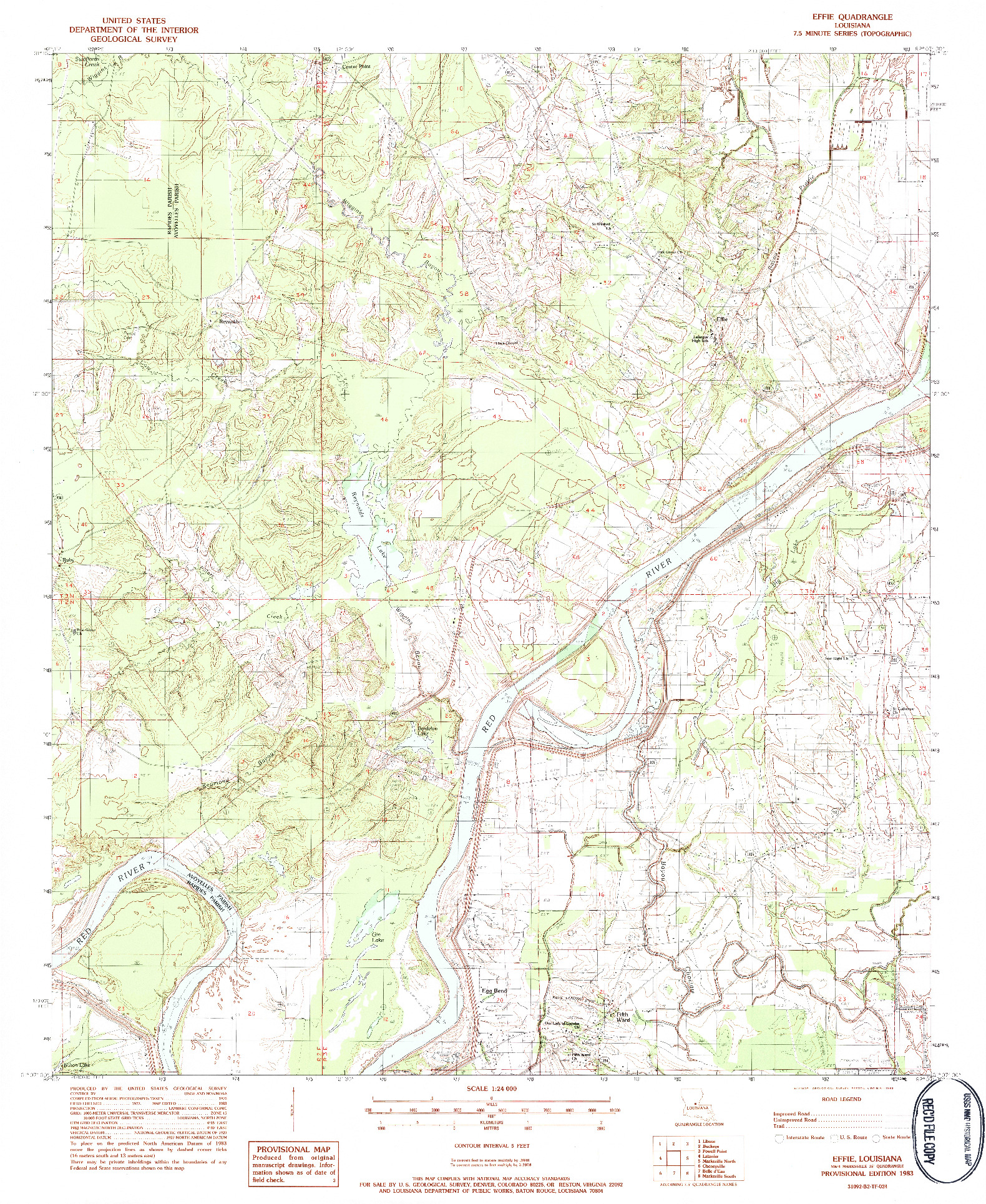 USGS 1:24000-SCALE QUADRANGLE FOR EFFIE, LA 1983