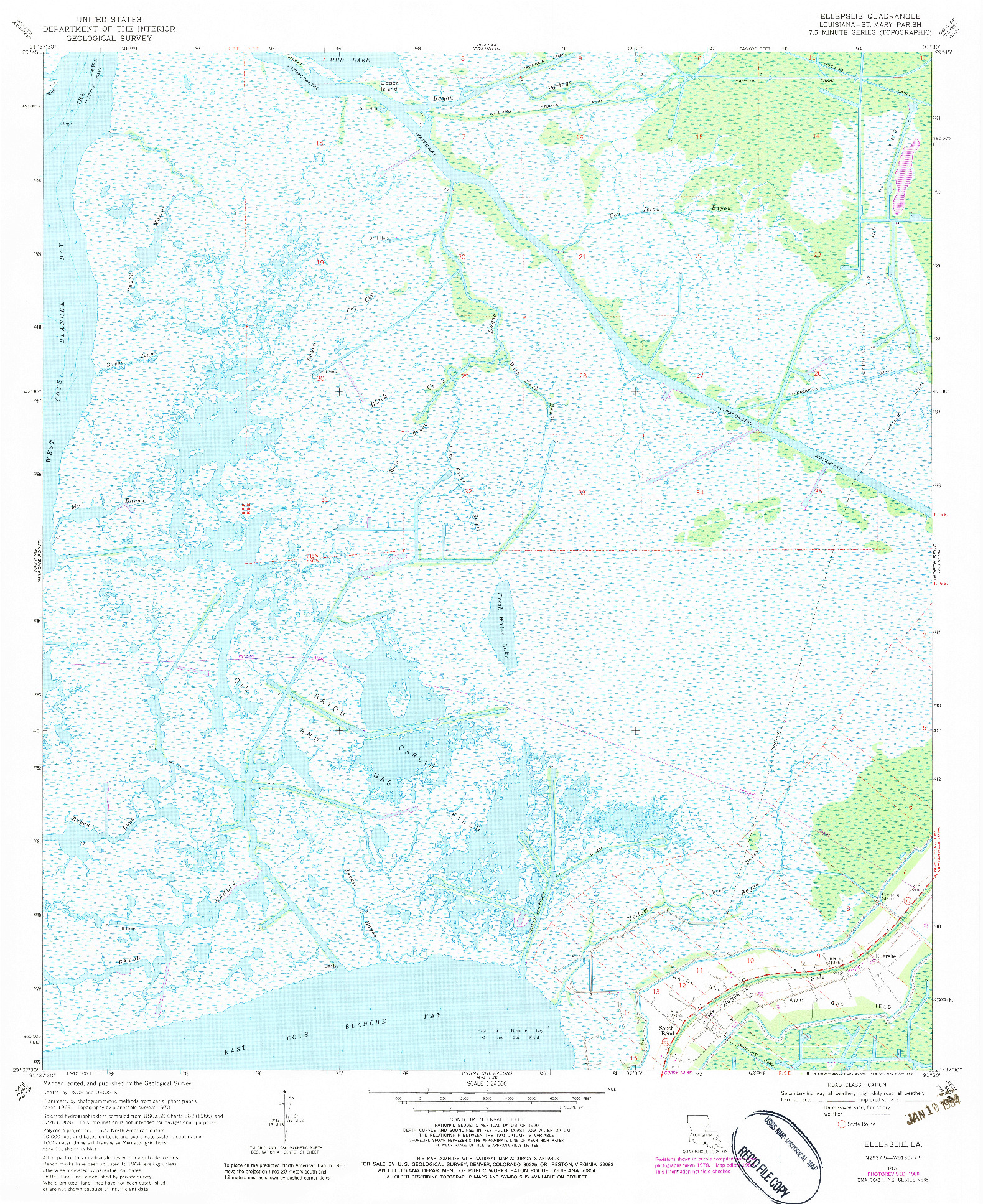 USGS 1:24000-SCALE QUADRANGLE FOR ELLERSLIE, LA 1970