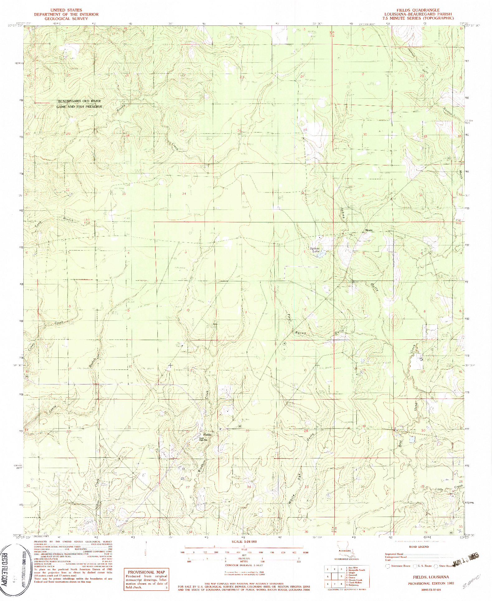 USGS 1:24000-SCALE QUADRANGLE FOR FIELDS, LA 1982