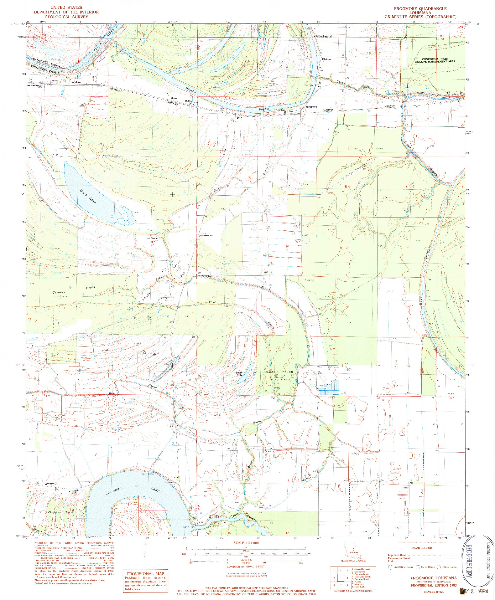 USGS 1:24000-SCALE QUADRANGLE FOR FROGMORE, LA 1983