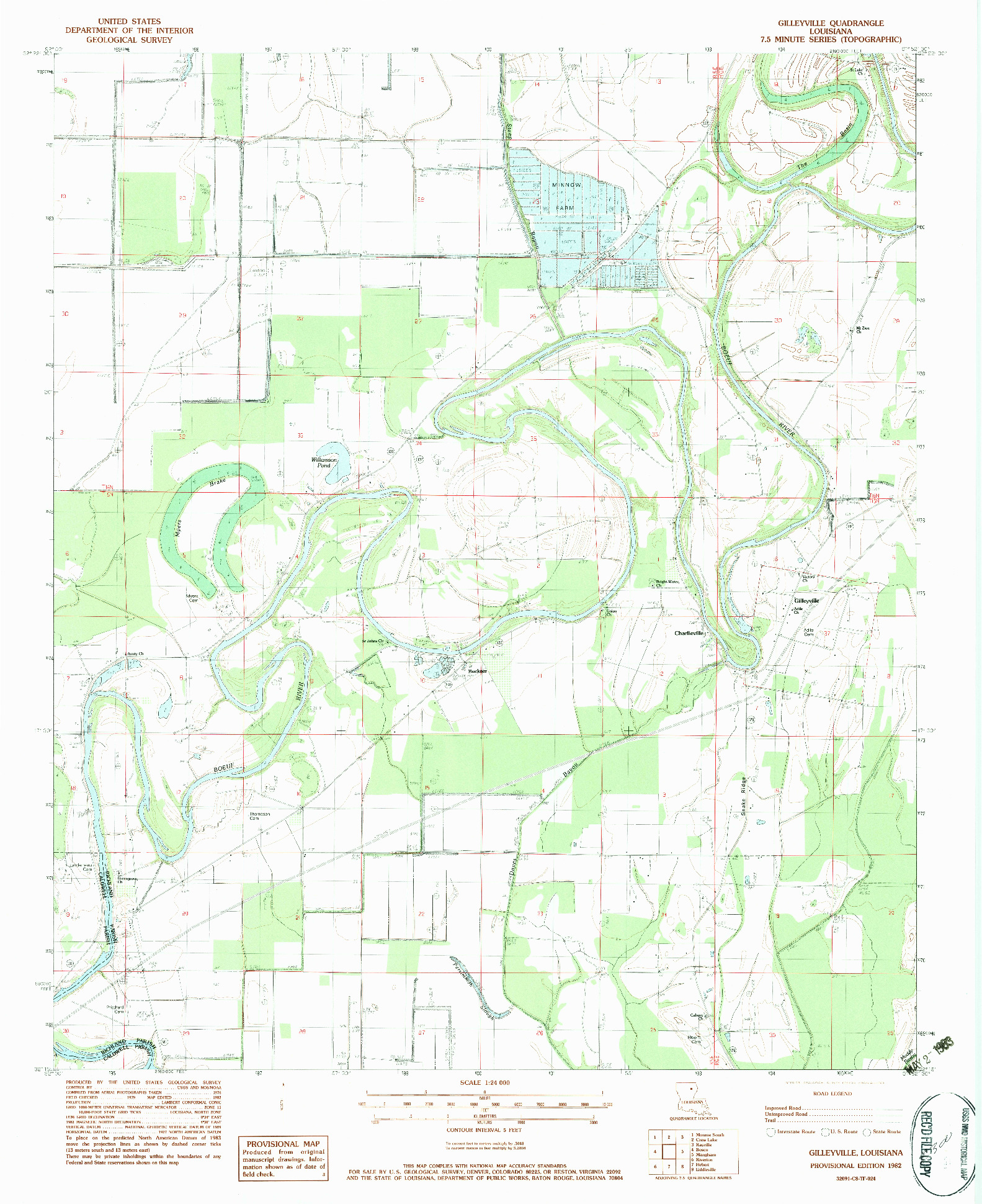 USGS 1:24000-SCALE QUADRANGLE FOR GILLEYVILLE, LA 1982