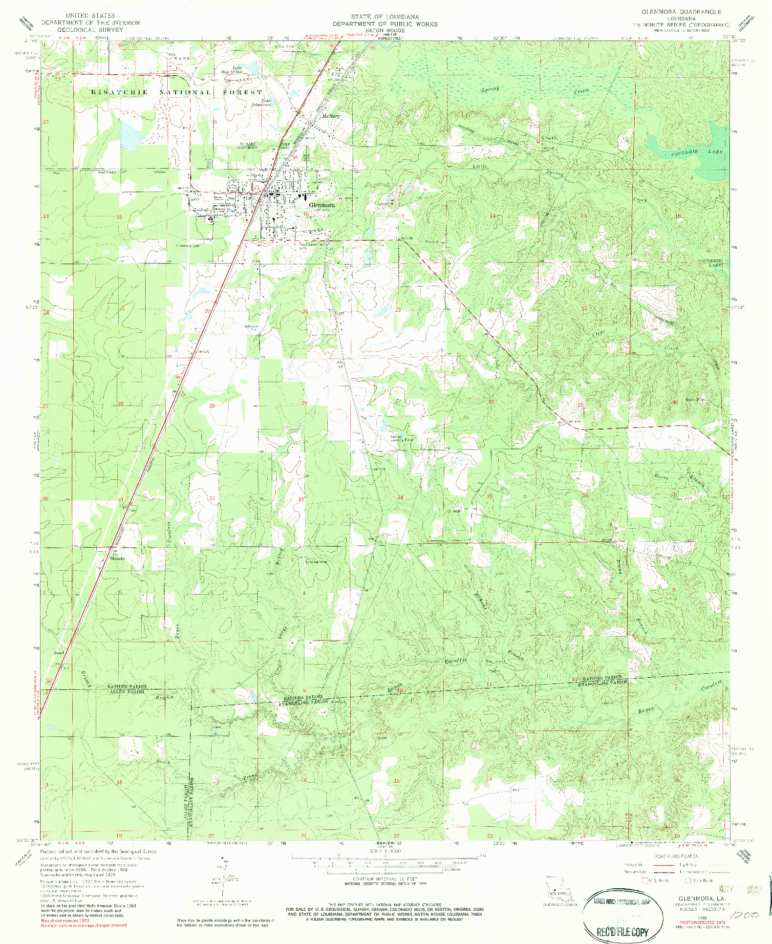 USGS 1:24000-SCALE QUADRANGLE FOR GLENMORA, LA 1968