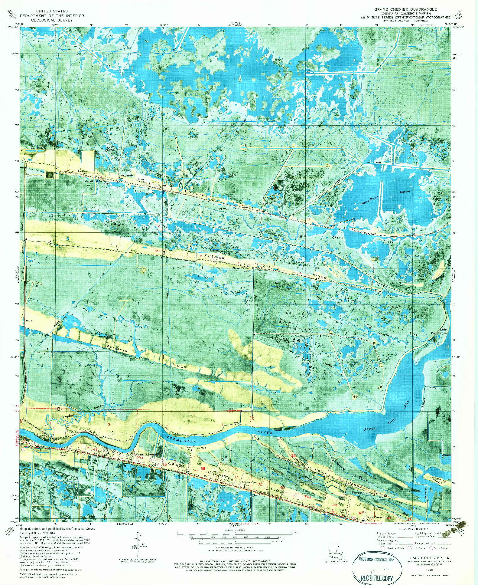 USGS 1:24000-SCALE QUADRANGLE FOR GRAND CHENIER, LA 1980