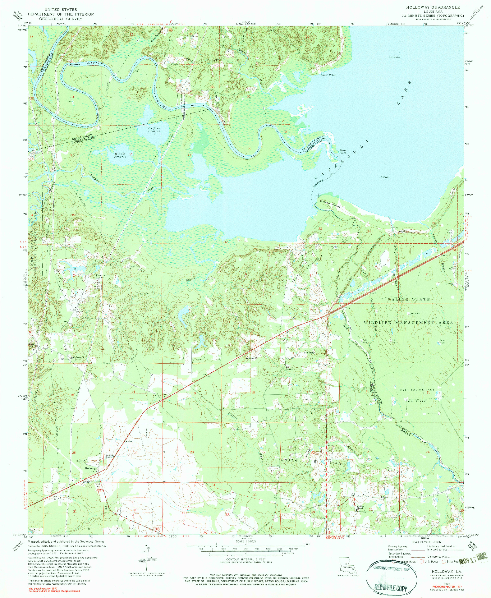 USGS 1:24000-SCALE QUADRANGLE FOR HOLLOWAY, LA 1972