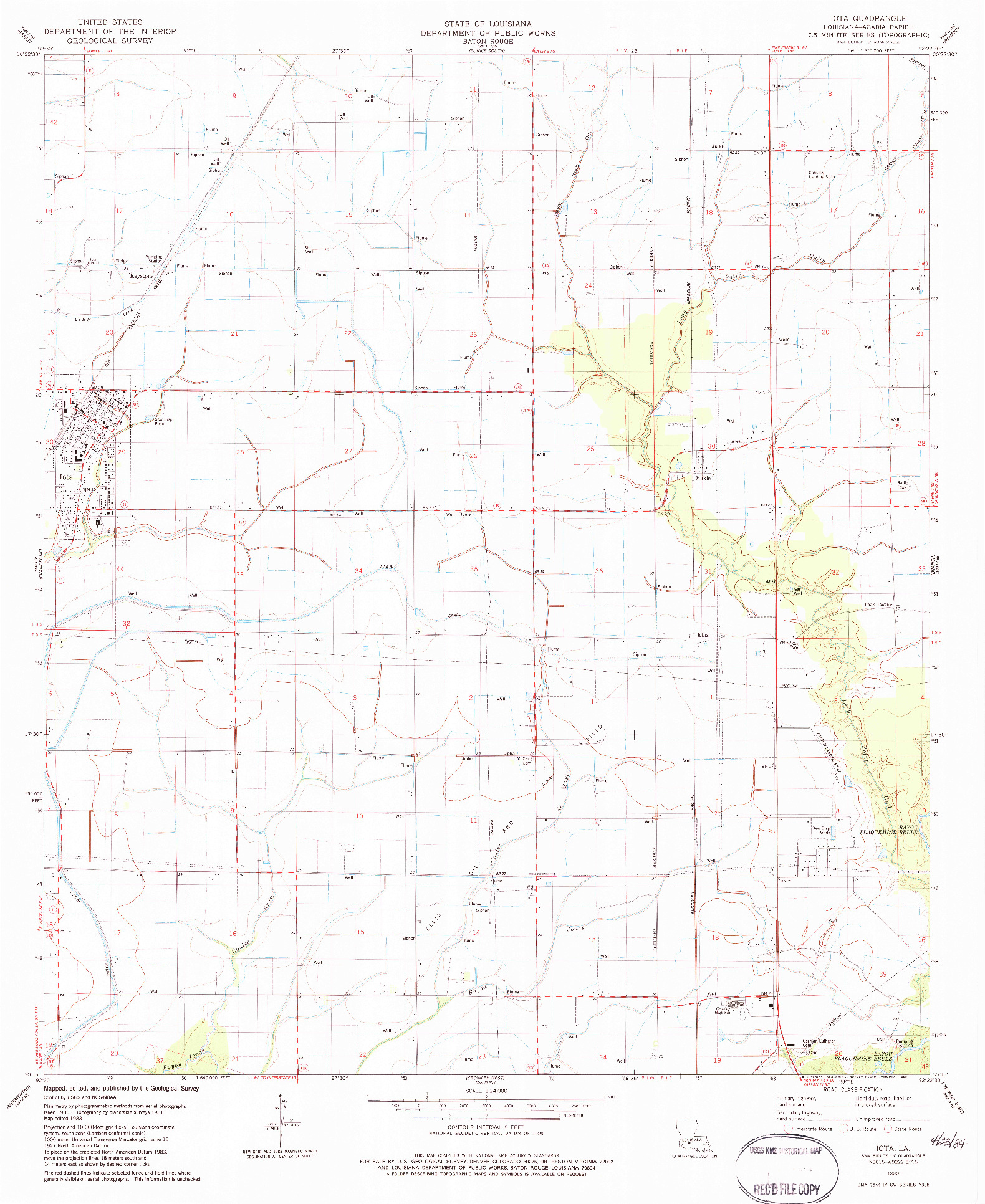 USGS 1:24000-SCALE QUADRANGLE FOR IOTA, LA 1983