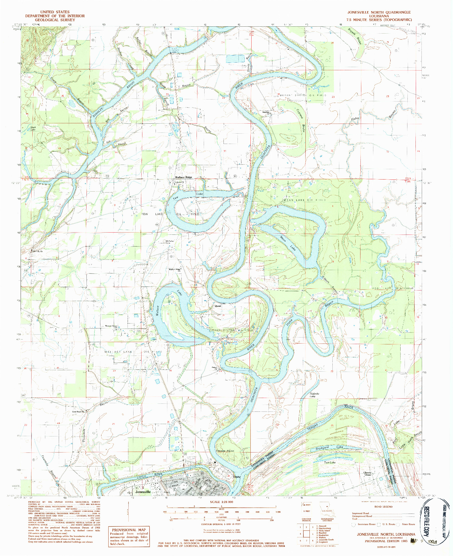 USGS 1:24000-SCALE QUADRANGLE FOR JONESVILLE NORTH, LA 1983