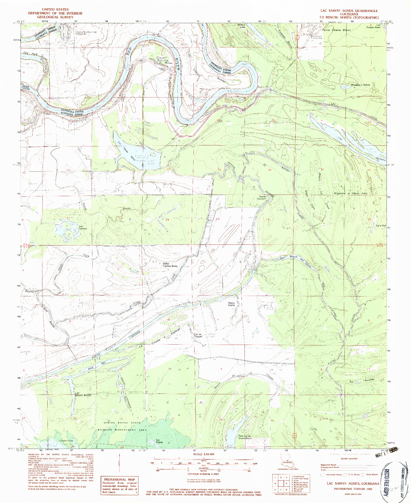 USGS 1:24000-SCALE QUADRANGLE FOR LAC SAINTE AGNES, LA 1982